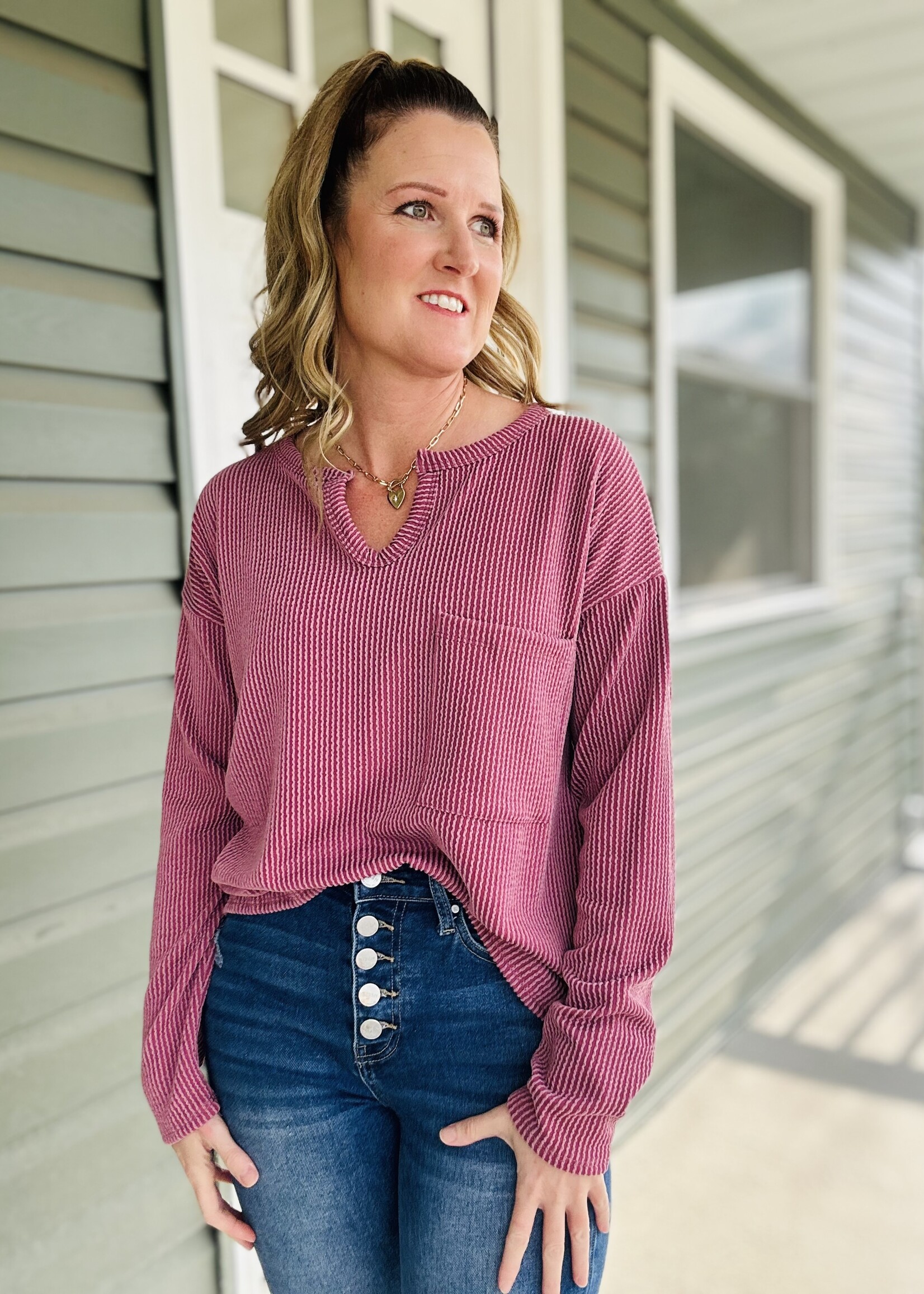 Everyday Easy Ribbed Top in Marsala
