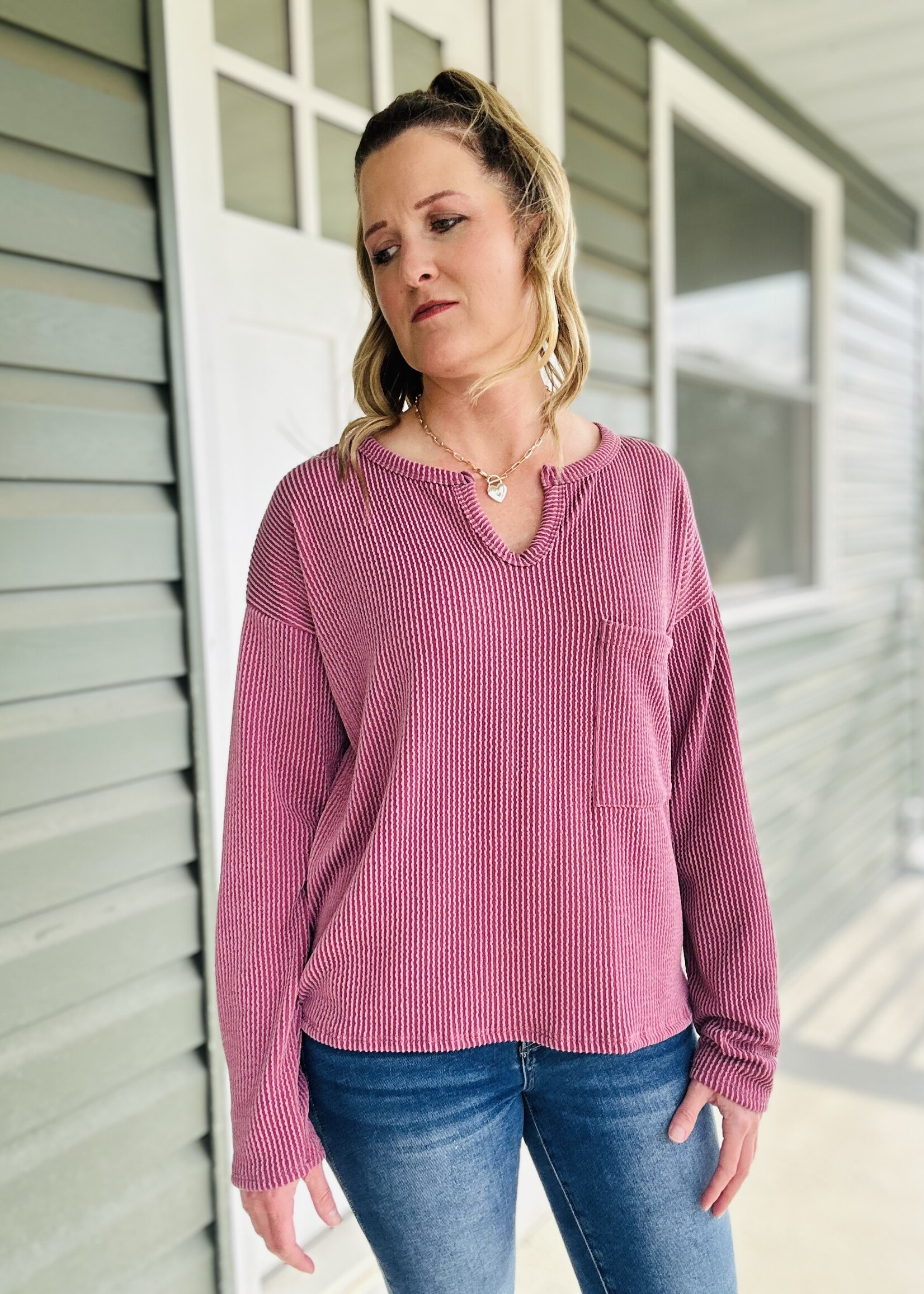 Everyday Easy Ribbed Top in Marsala
