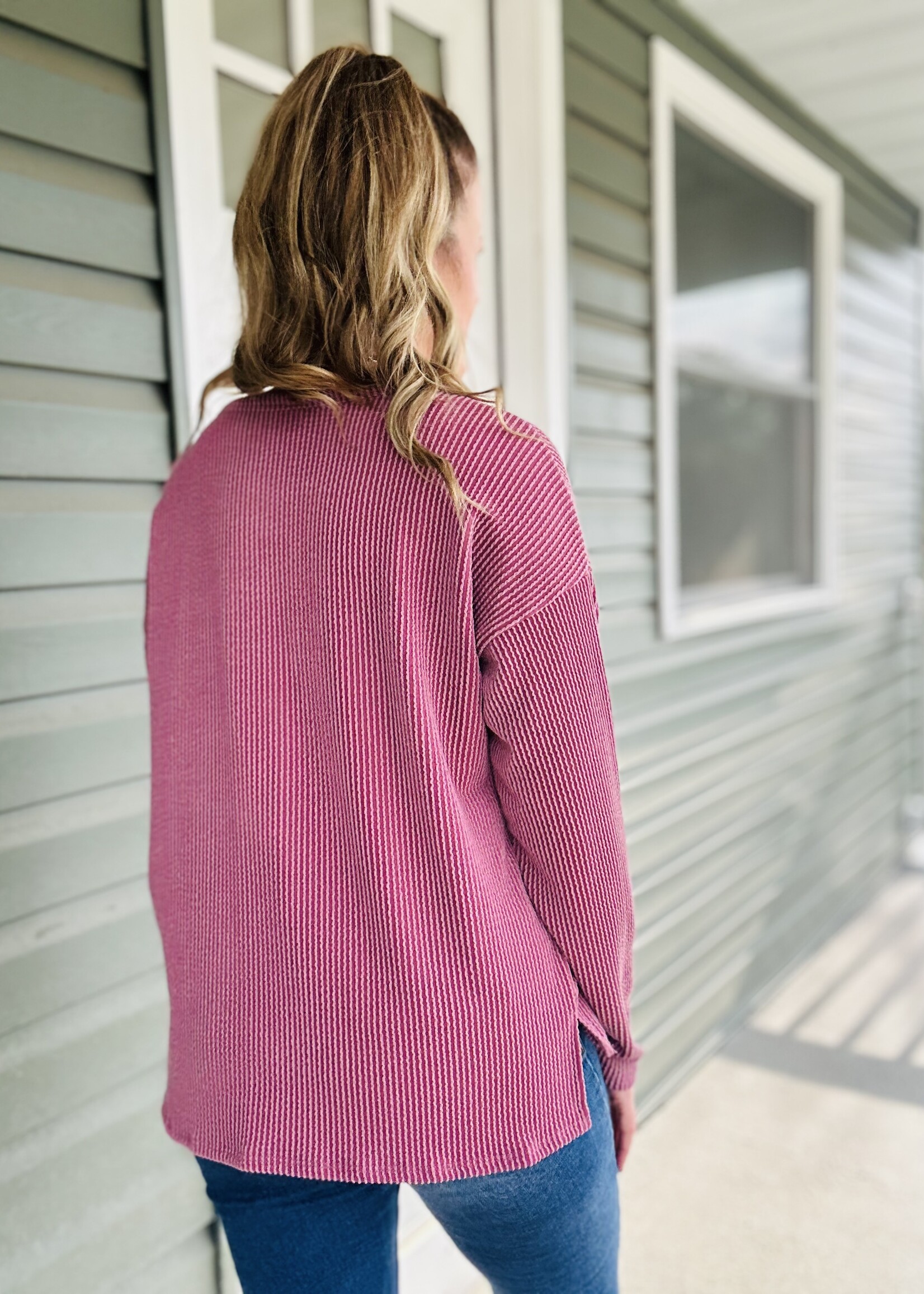Everyday Easy Ribbed Top in Marsala