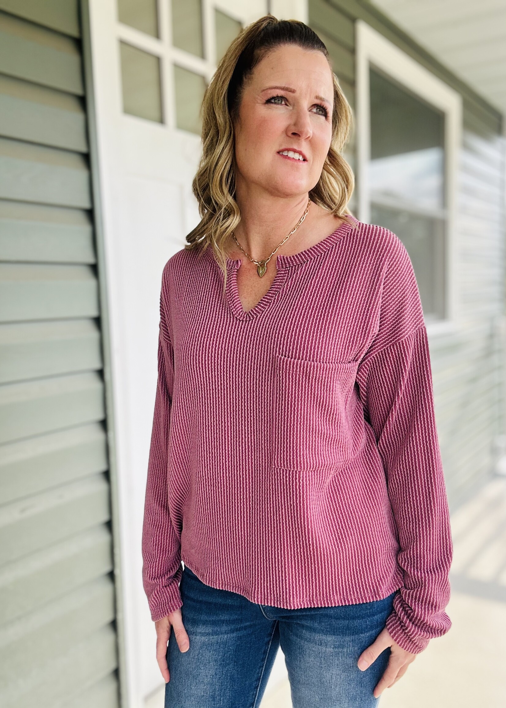 Everyday Easy Ribbed Top in Marsala