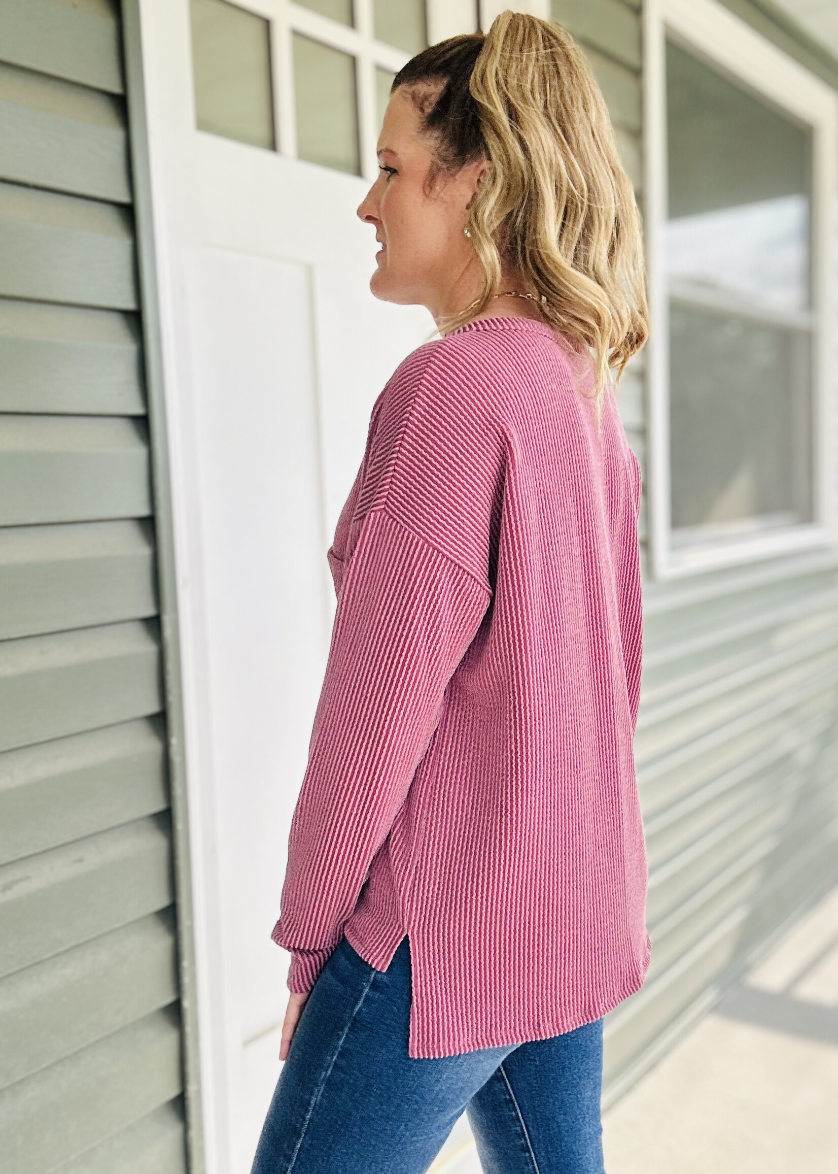 Everyday Easy Ribbed Top in Marsala