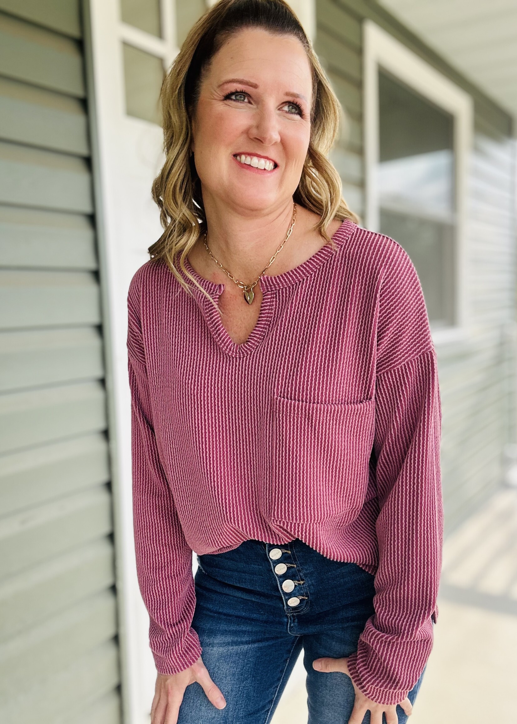 Everyday Easy Ribbed Top in Marsala