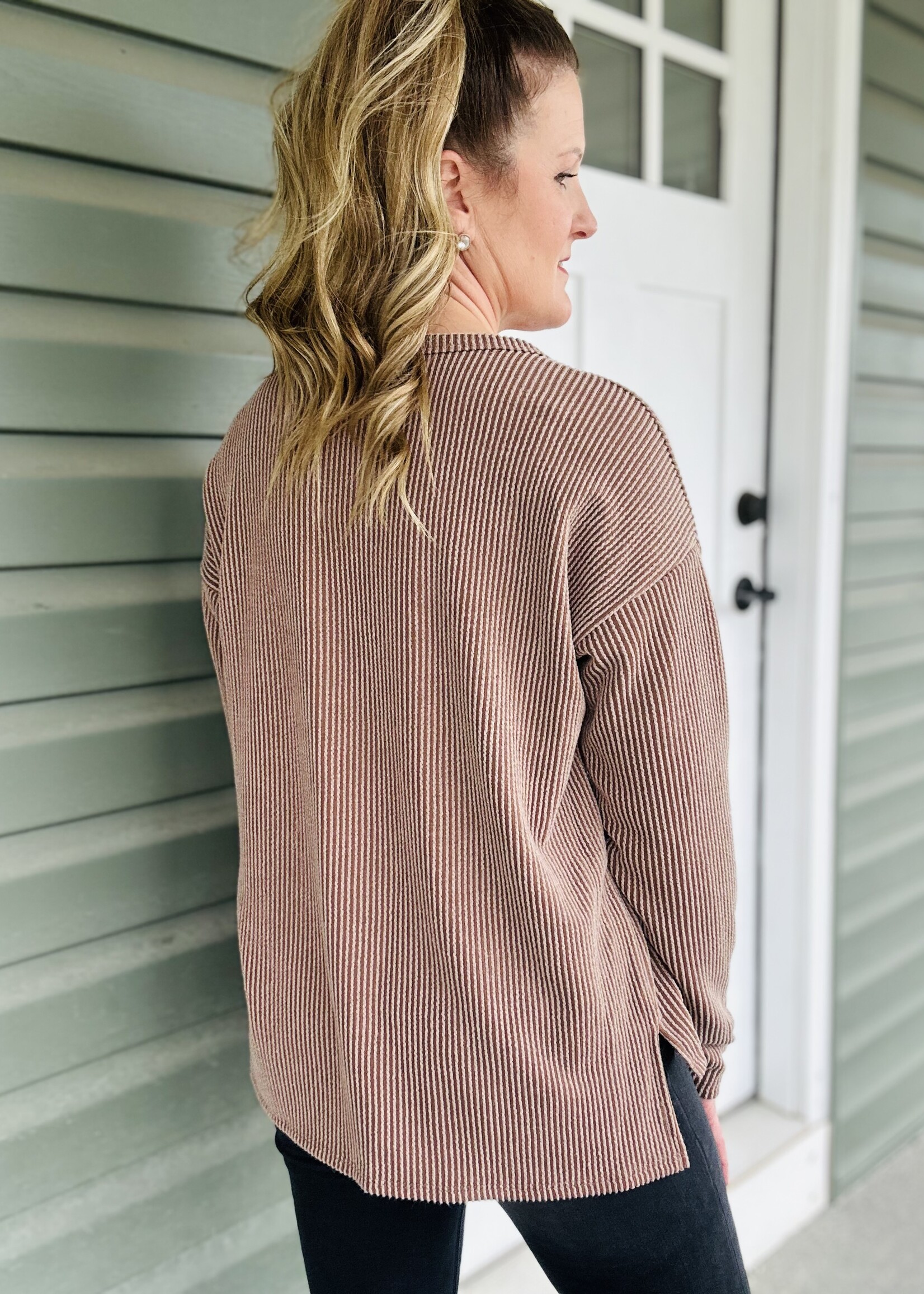 Everyday Easy Ribbed Top in Chestnut
