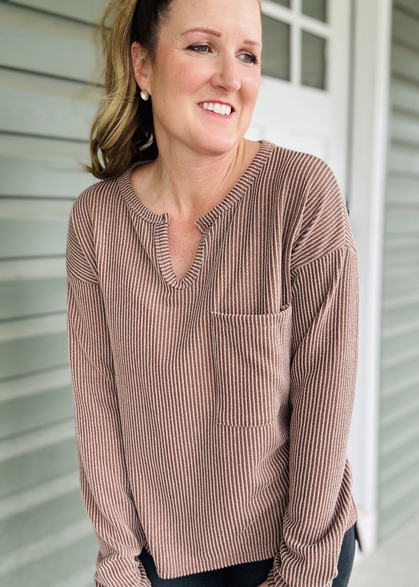 Everyday Easy Ribbed Top in Chestnut