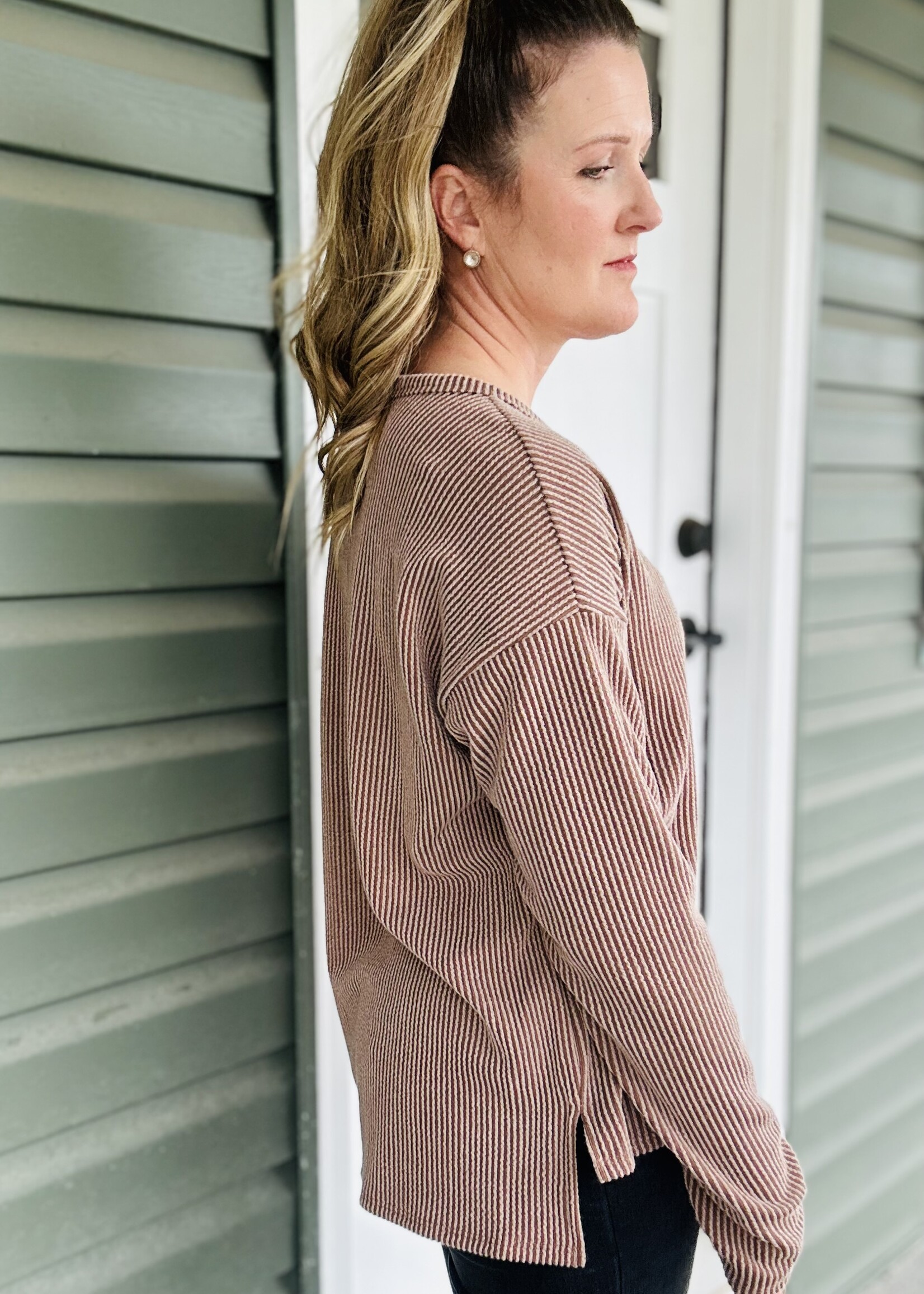 Everyday Easy Ribbed Top in Chestnut