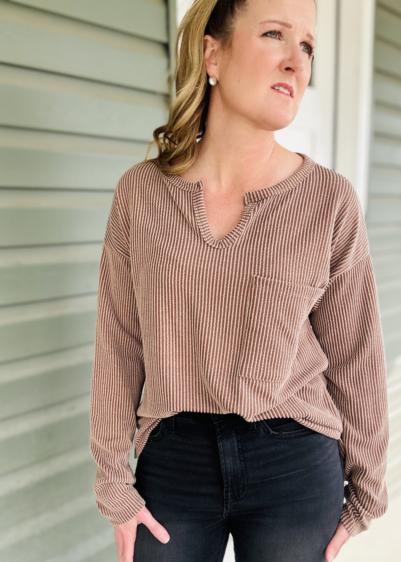 Everyday Easy Ribbed Top in Chestnut