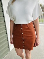 Rust Scalloped Corduroy Skirt
