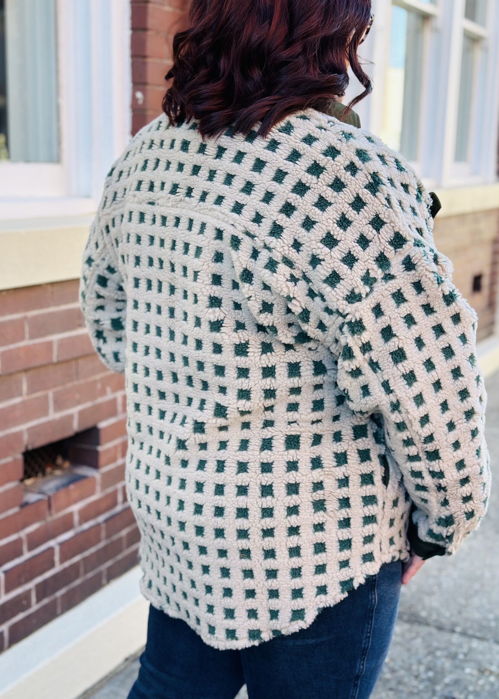 Haptics Sherpa Checkered Shacket
