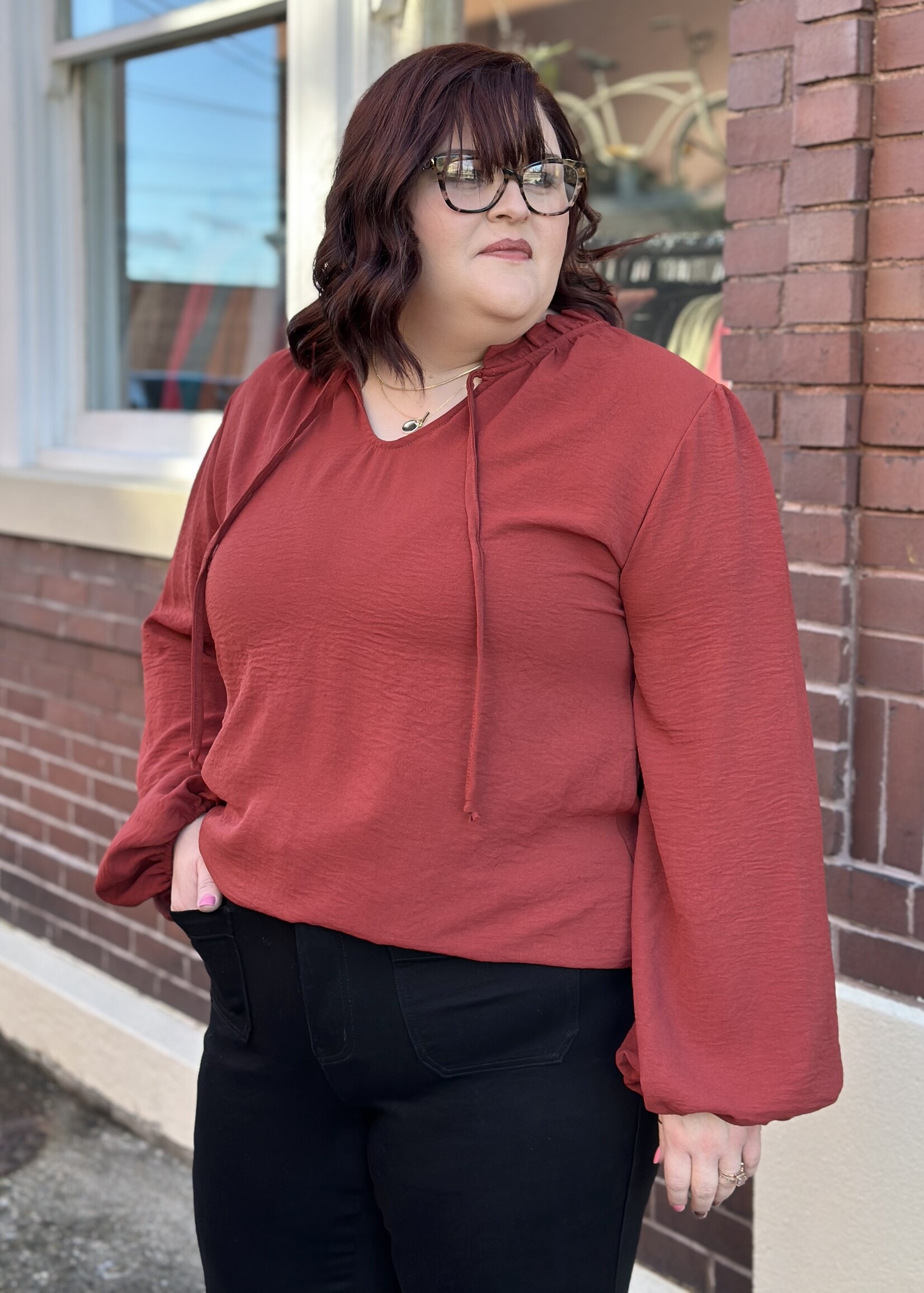 Haptics The Bobbie Top in Burnt Red