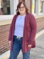 Burgundy Ribbed Carefree Cardigan