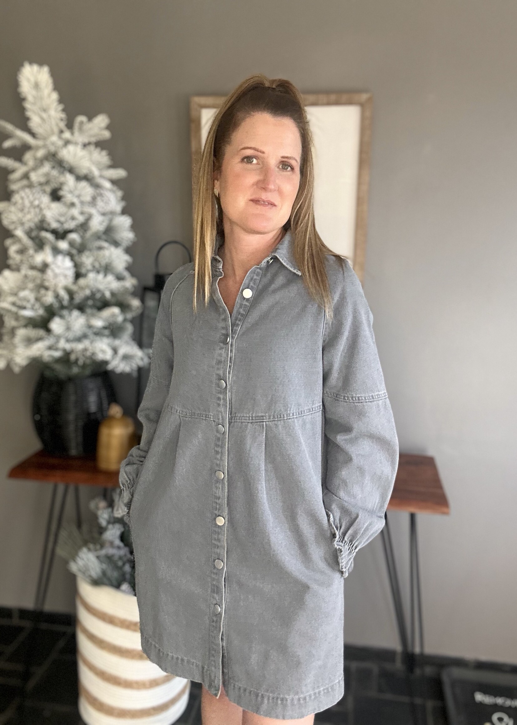 Washed Denim Mini dress