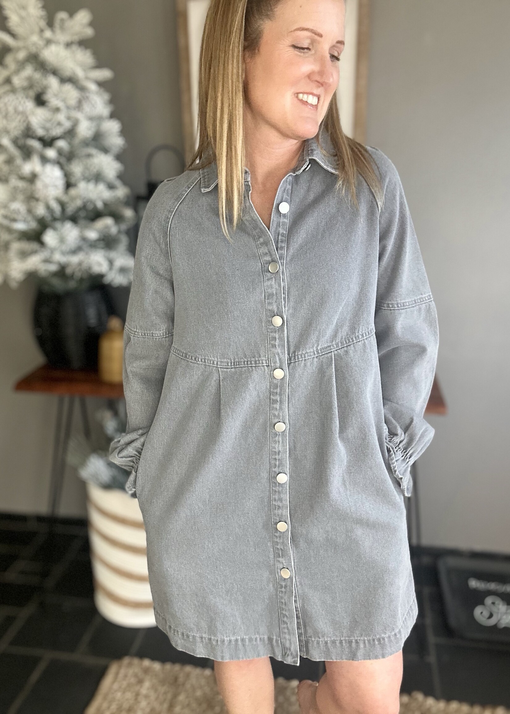 Washed Denim Mini dress