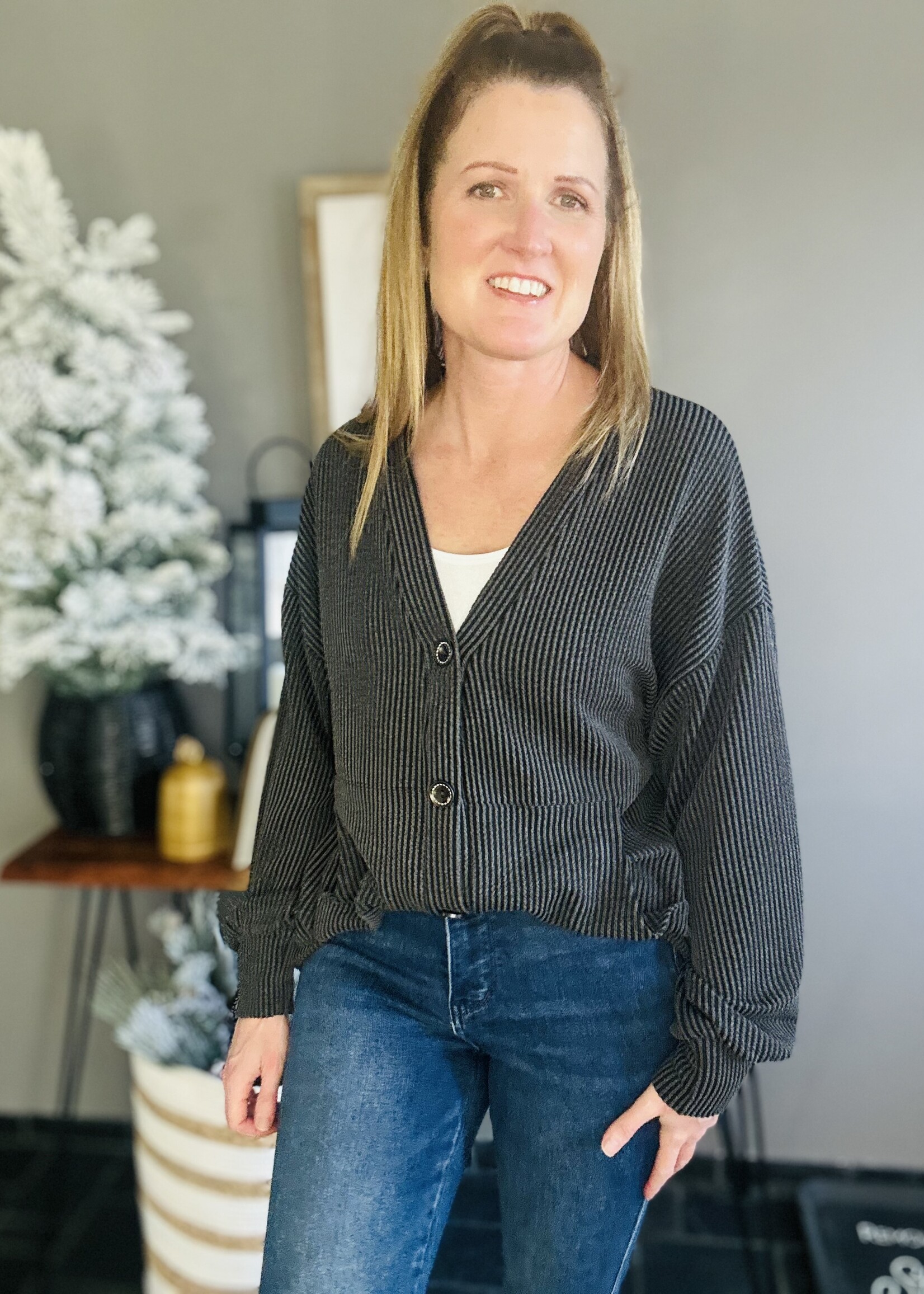 The Clarissa Cardigan in Charcoal