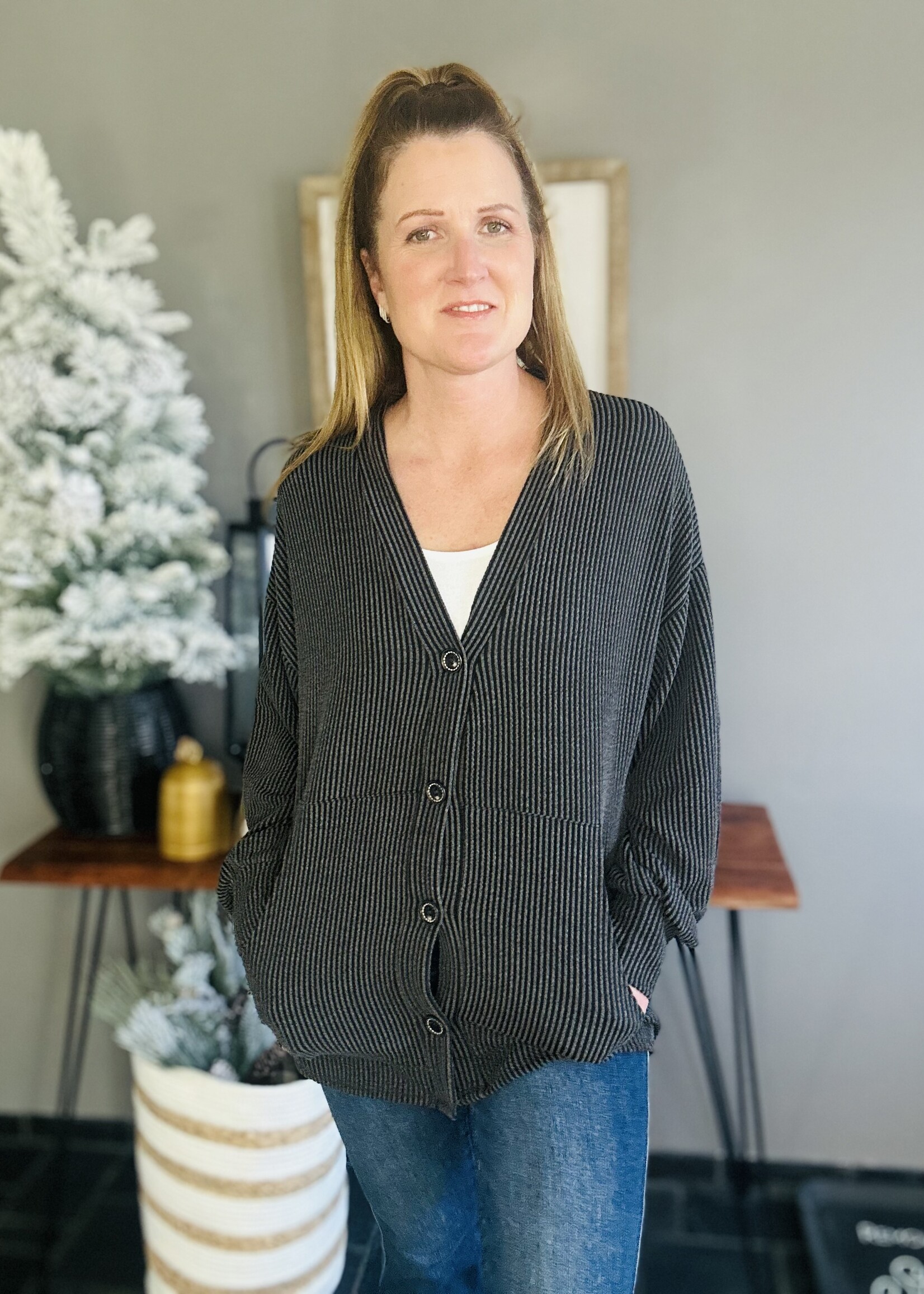 The Clarissa Cardigan in Charcoal