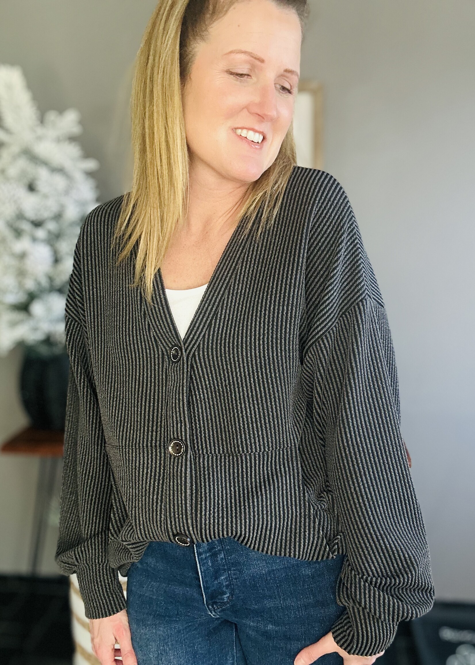 The Clarissa Cardigan in Charcoal