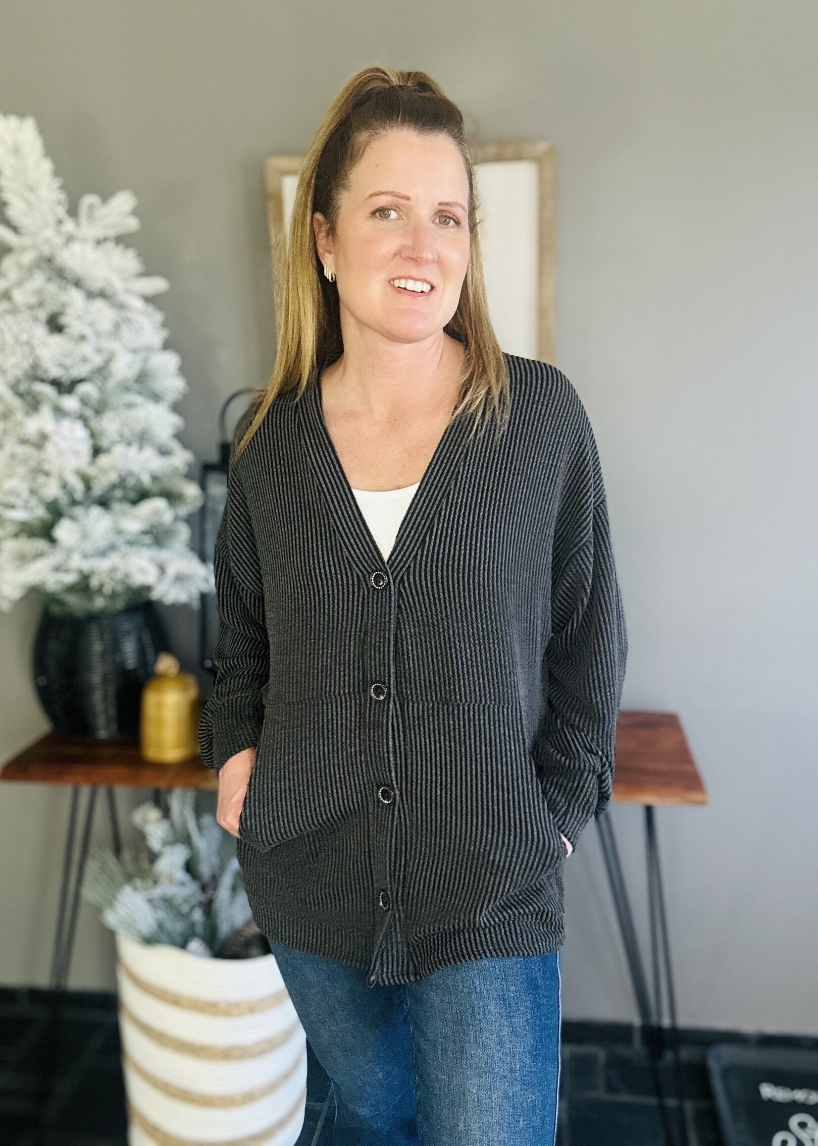 The Clarissa Cardigan in Charcoal