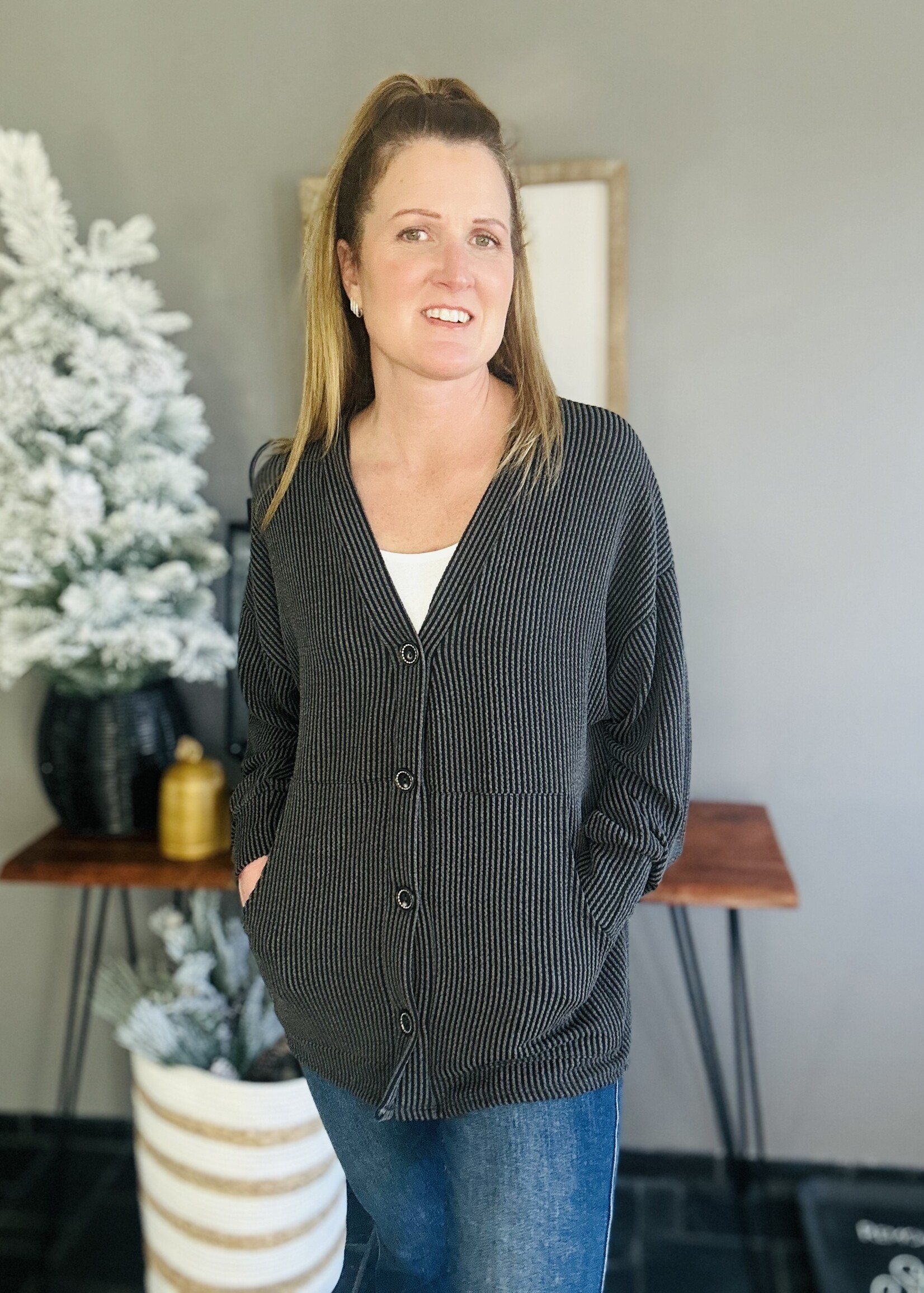 The Clarissa Cardigan in Charcoal