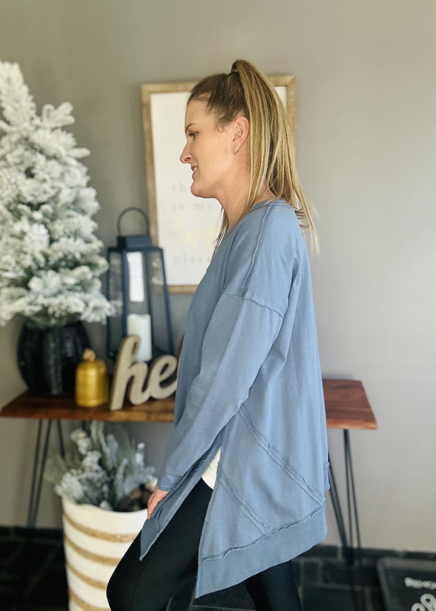 Mid-Day Break Top in Denim Blue