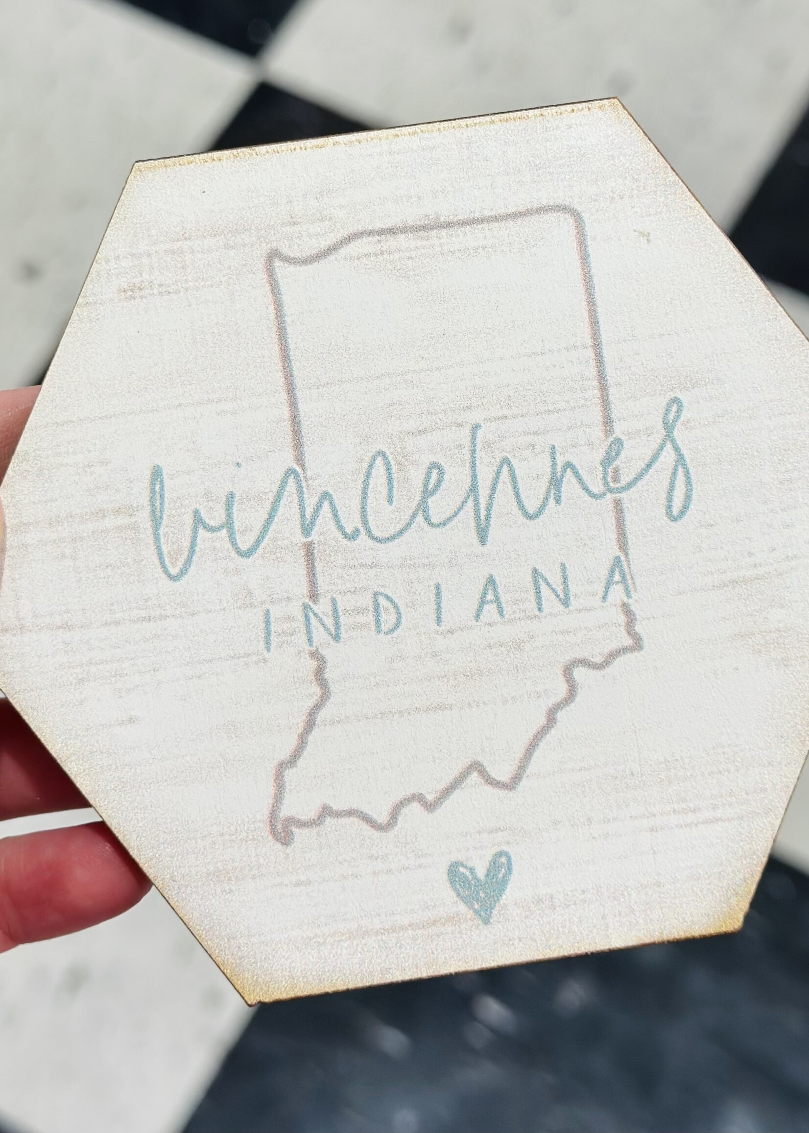 Tipsy Coaster Vincennes, Indiana Heart Coaster/Magnet