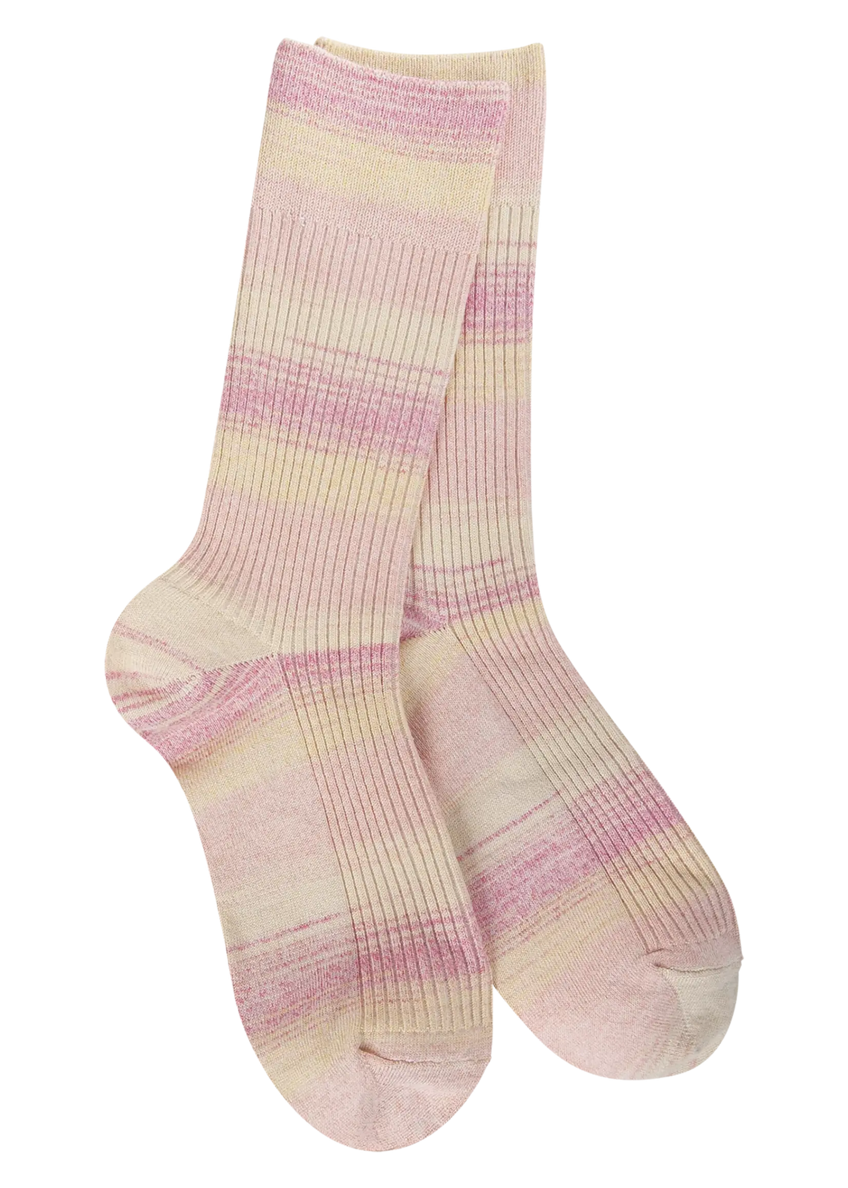 World's Softest Socks Light Ribbed Crew Socks-Pink Lemonade