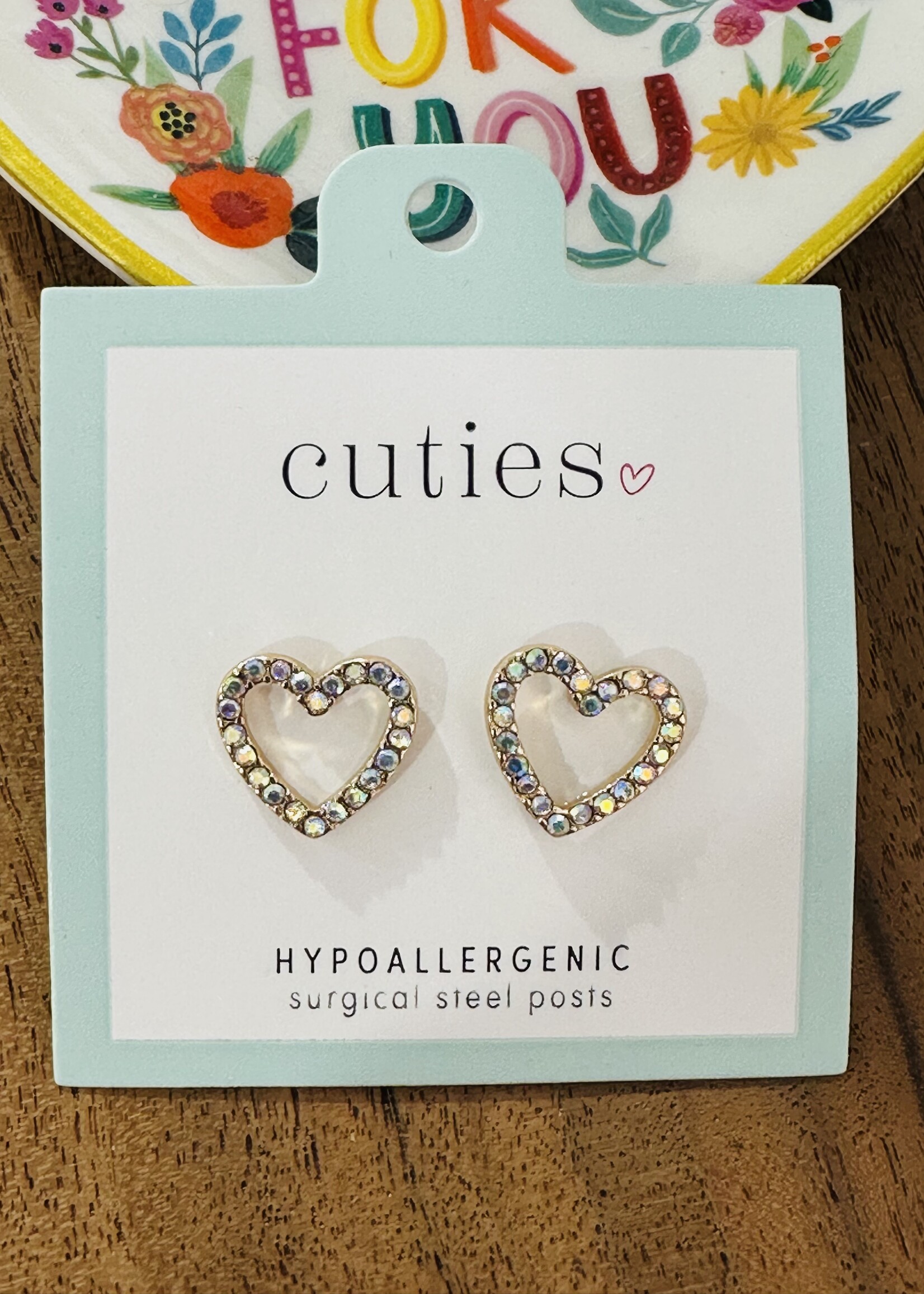 Periwinkle Gold Sparkly Heart Cutout Studs