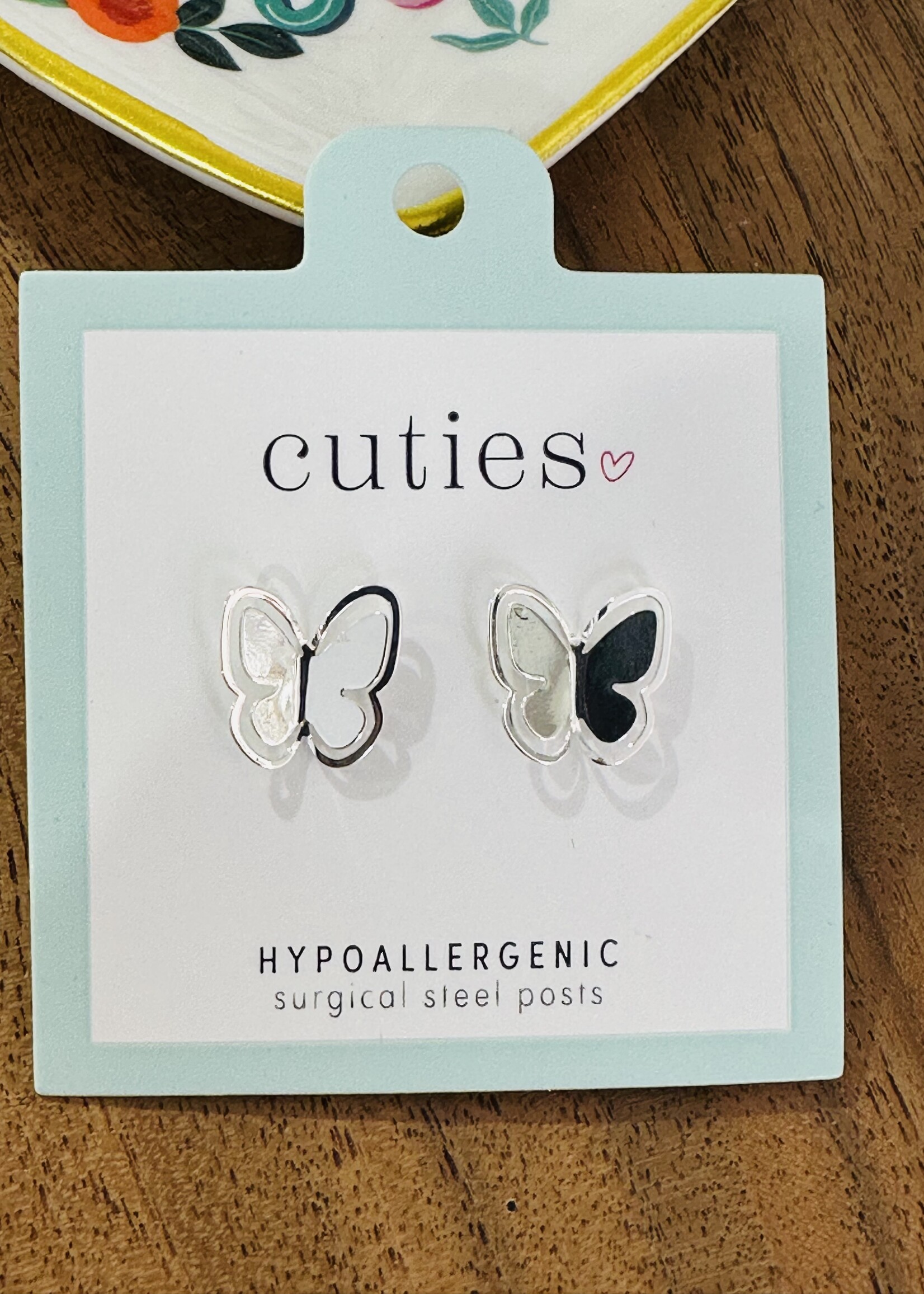 Silver Butterfly Cutout Studs