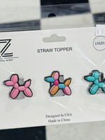 Queens Balloon Dog Straw Toppers-3 pack