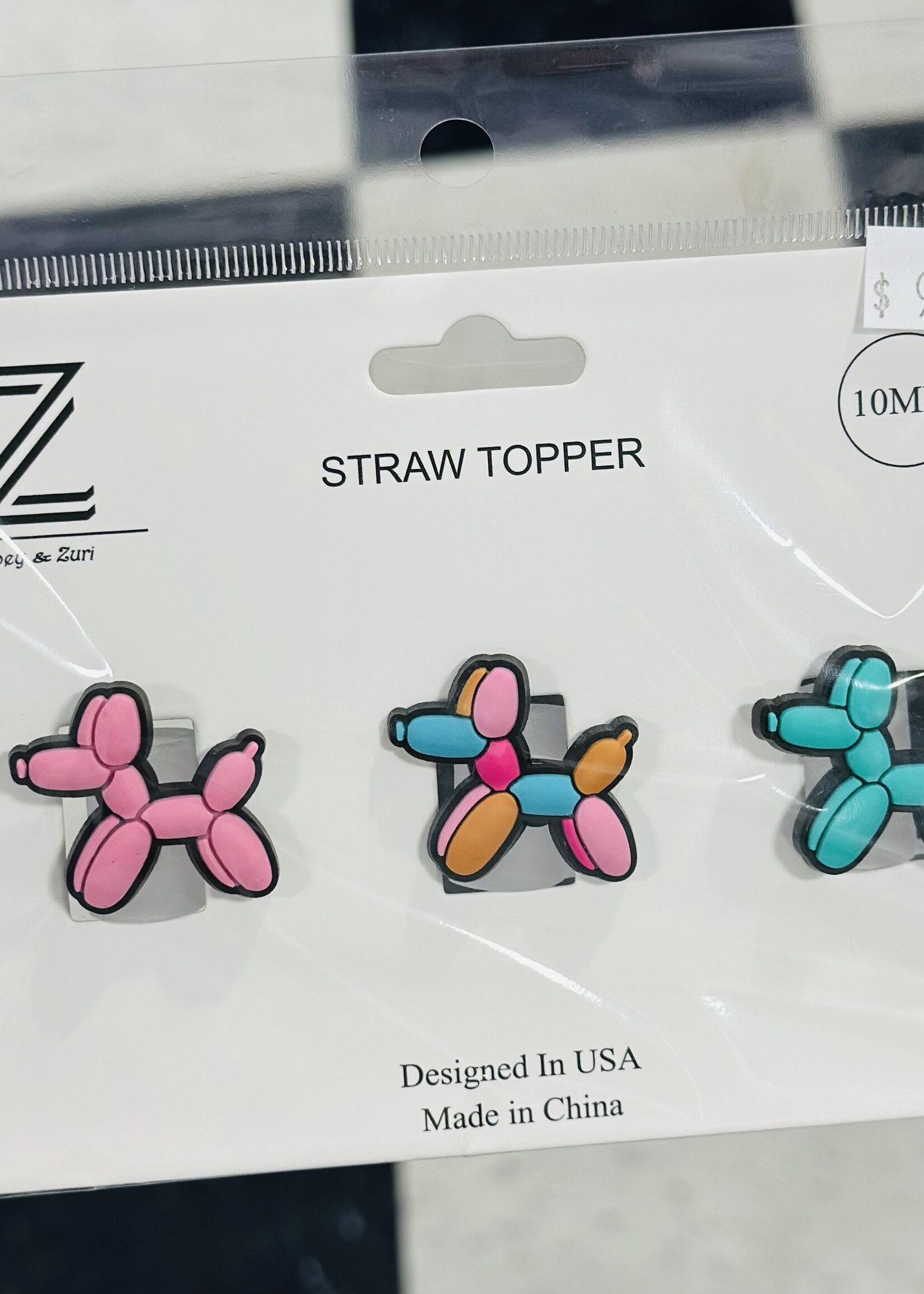 Queens Balloon Dog Straw Toppers-3 pack