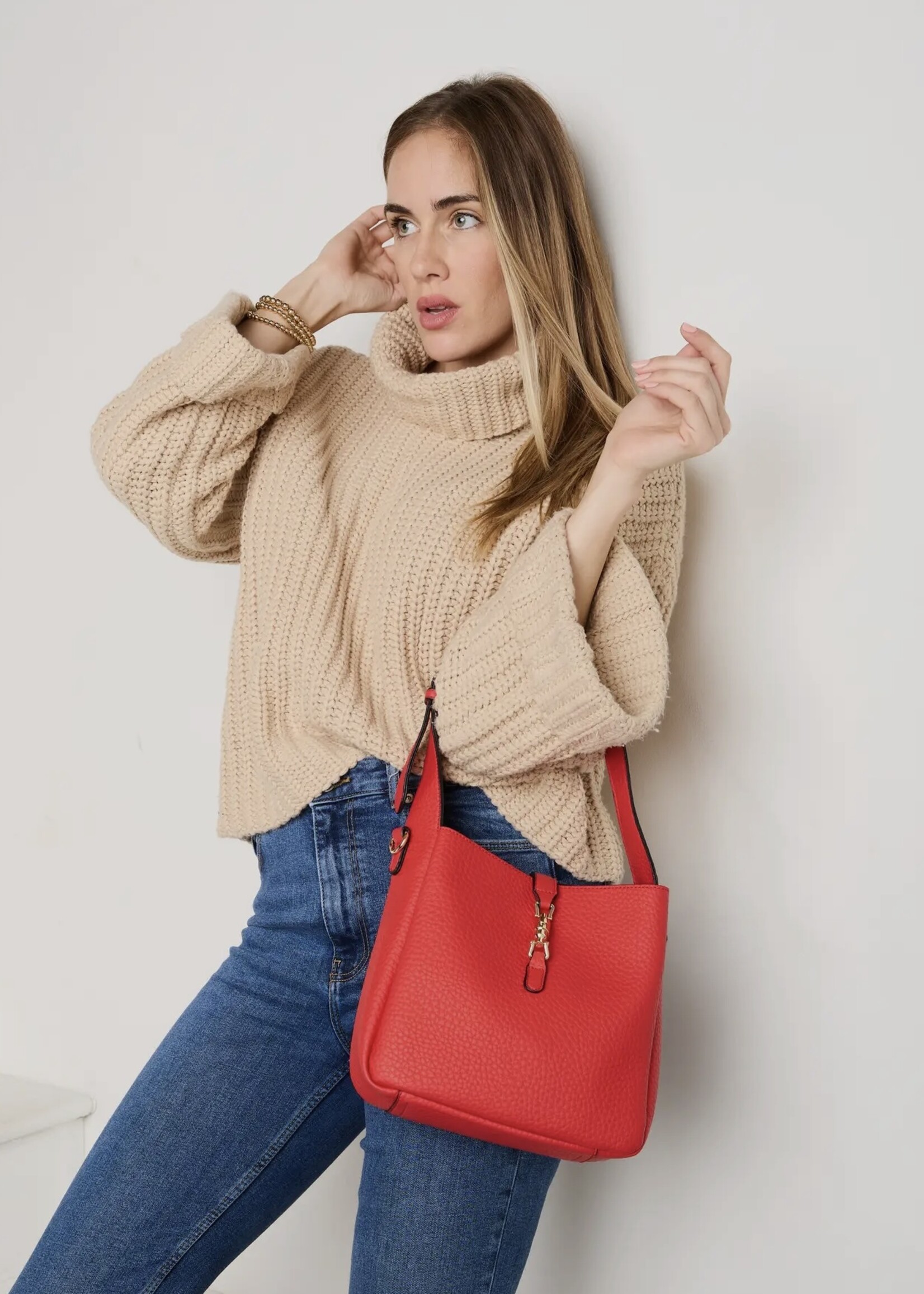 Jen & Co. Agnes Satchel Bag in Cherry Red