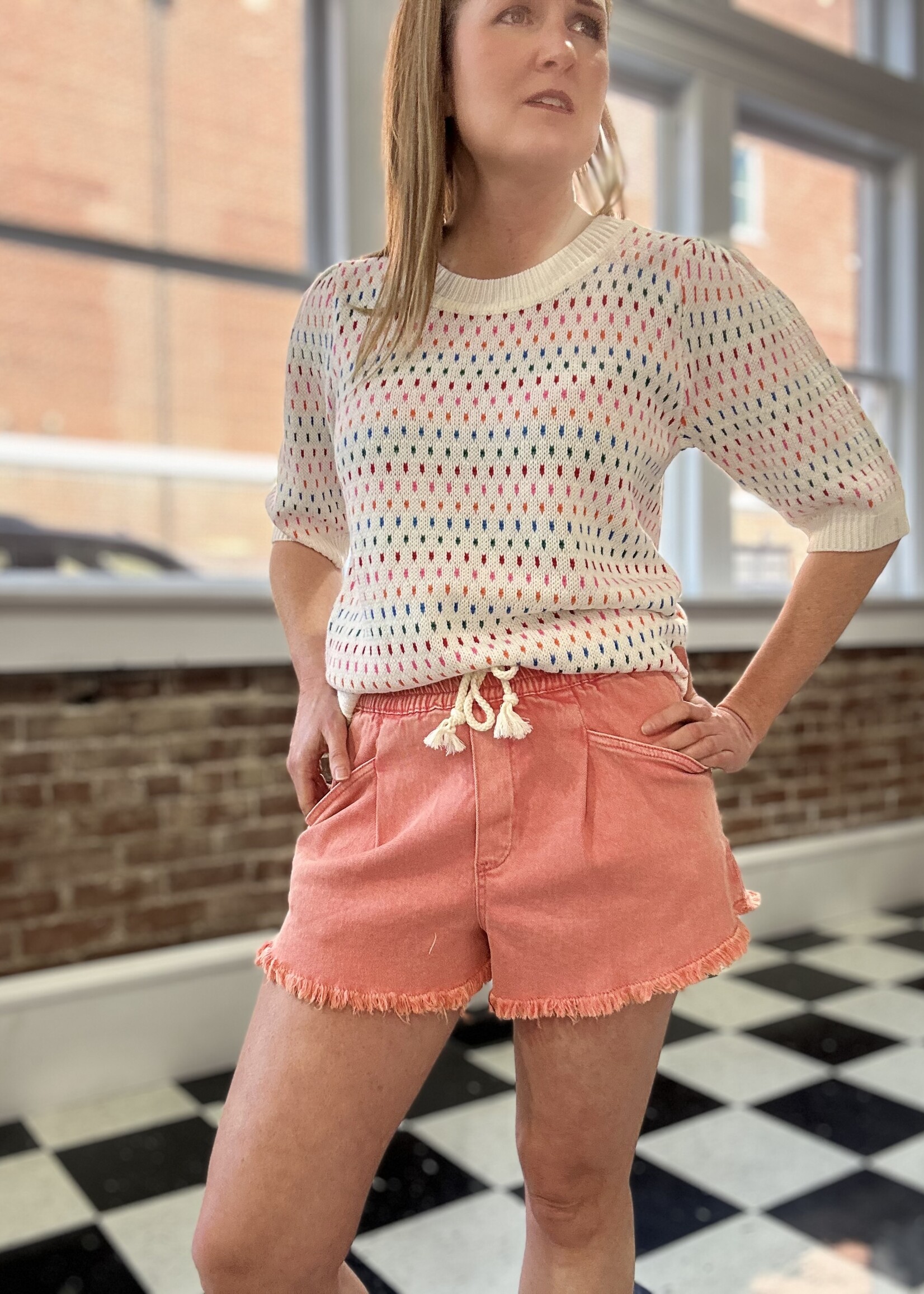 Boatside Shorts in Washed Pinky Coral