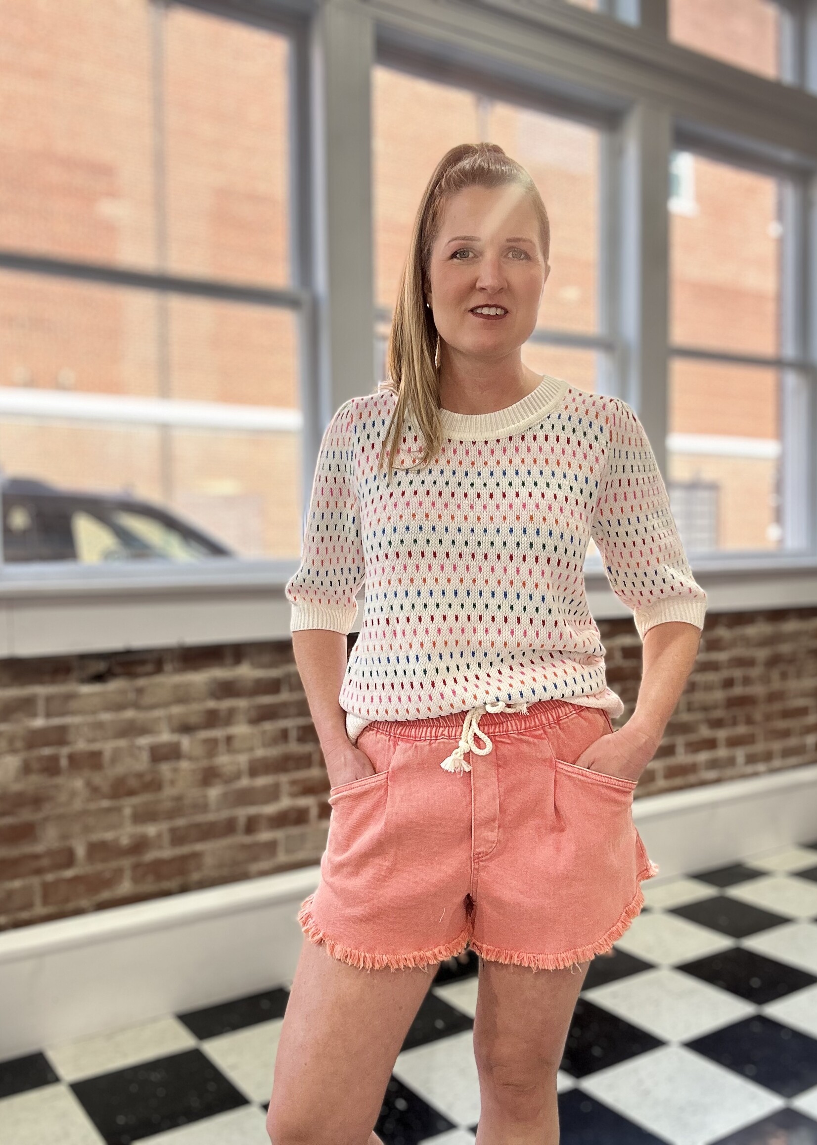Boatside Shorts in Washed Pinky Coral