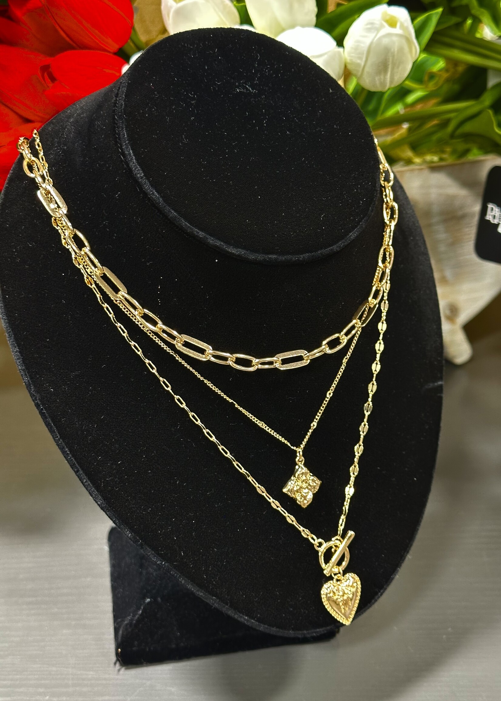 Periwinkle Cross My Heart Triple Layer Necklace