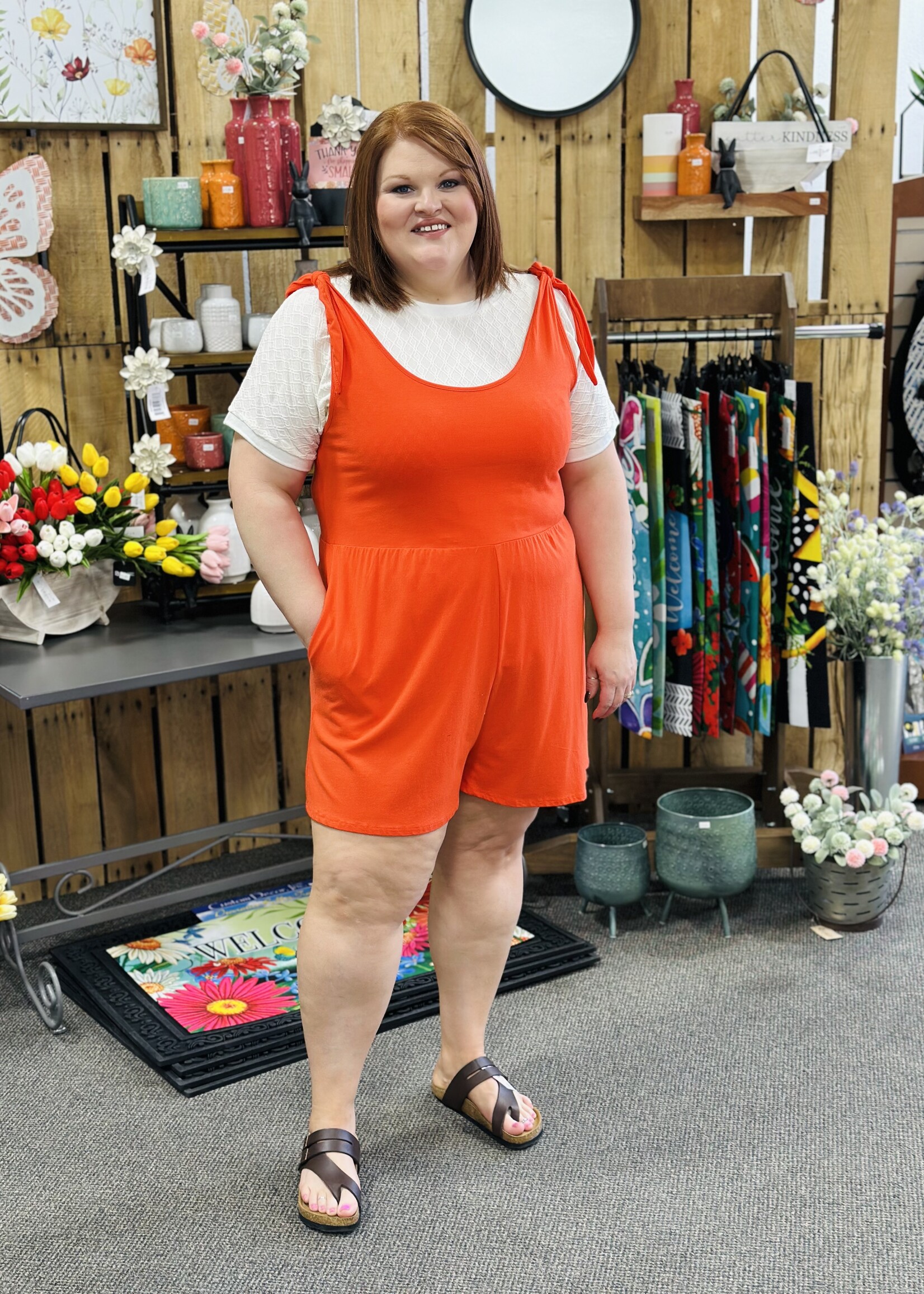Culture Code Summer Nights Romper in Scarlet Red