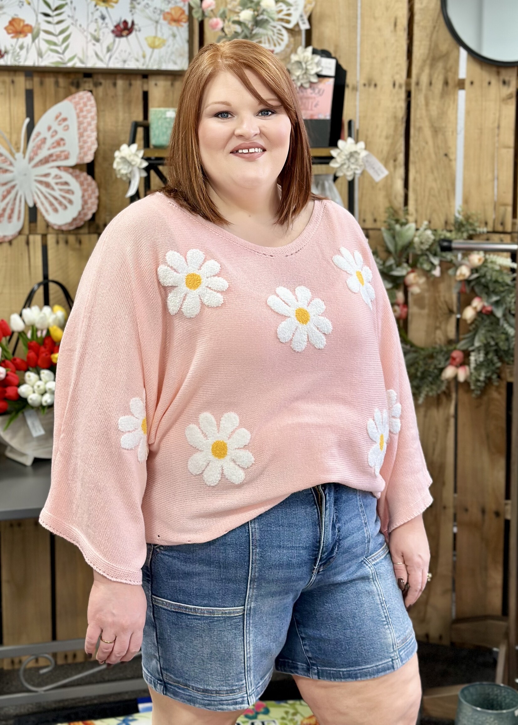 Bibi Blush Daisy Spring Sweater Top