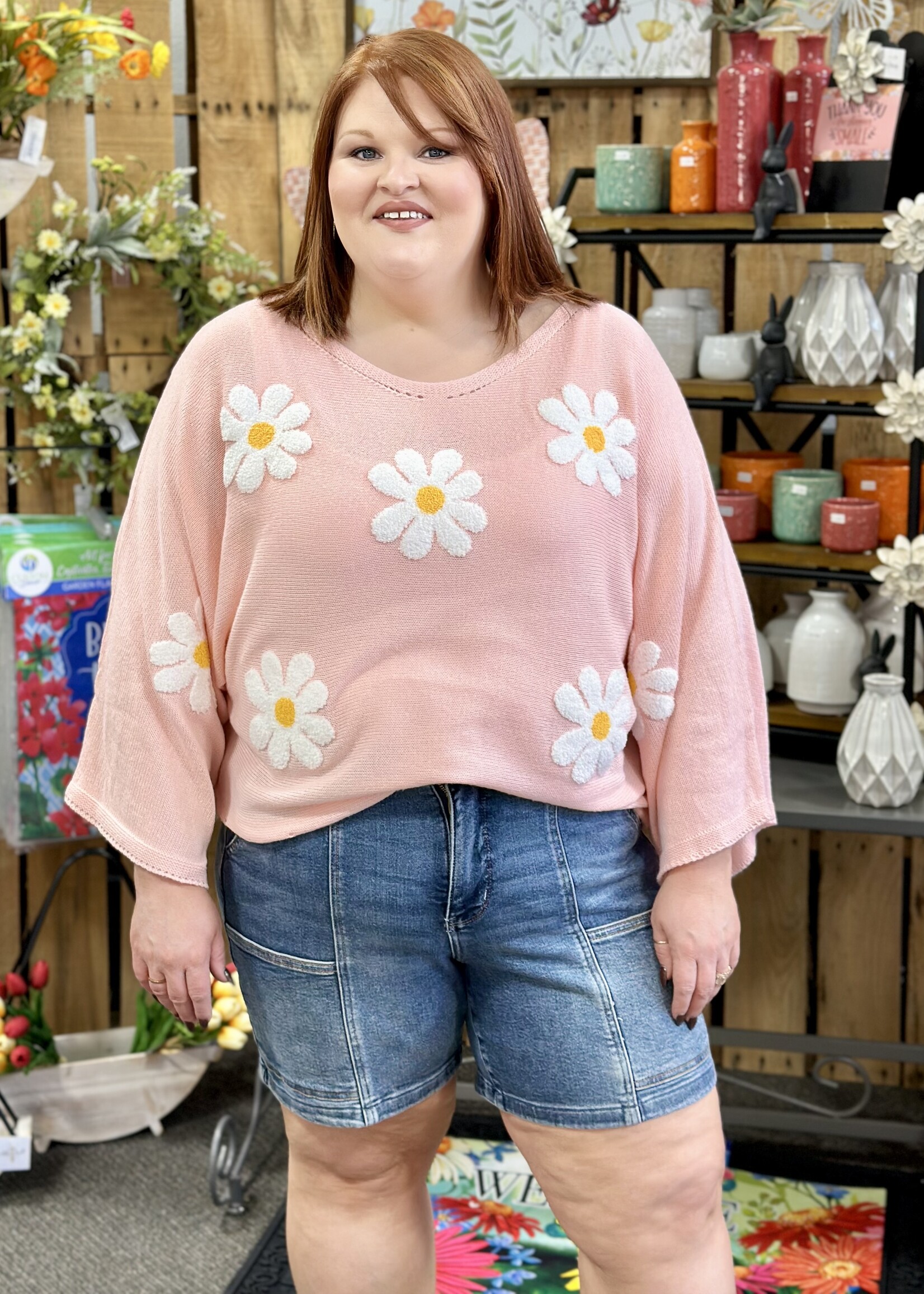 Bibi Blush Daisy Spring Sweater Top