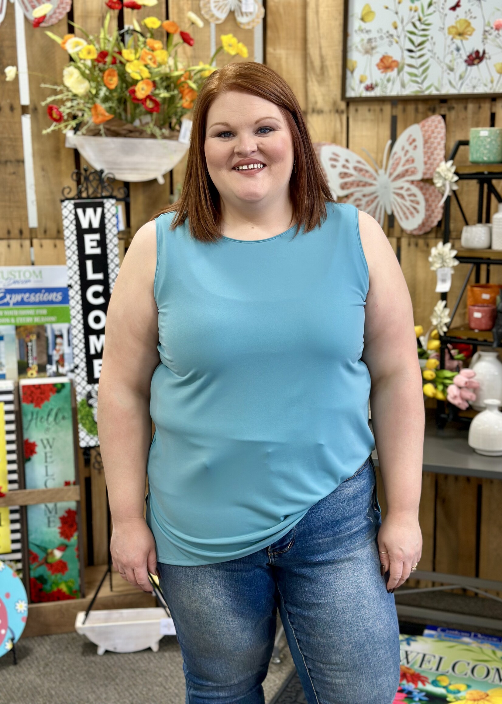 Zenana On the Town Tank in Dusty Teal
