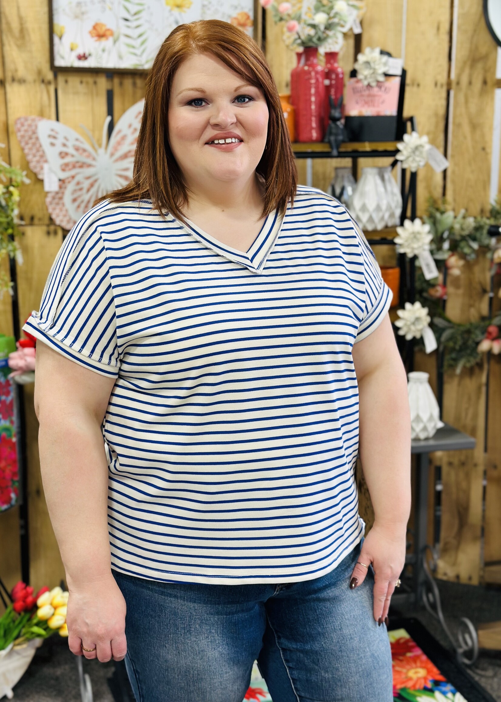 Grace+Emma The Lucy Stripe Top in Blue