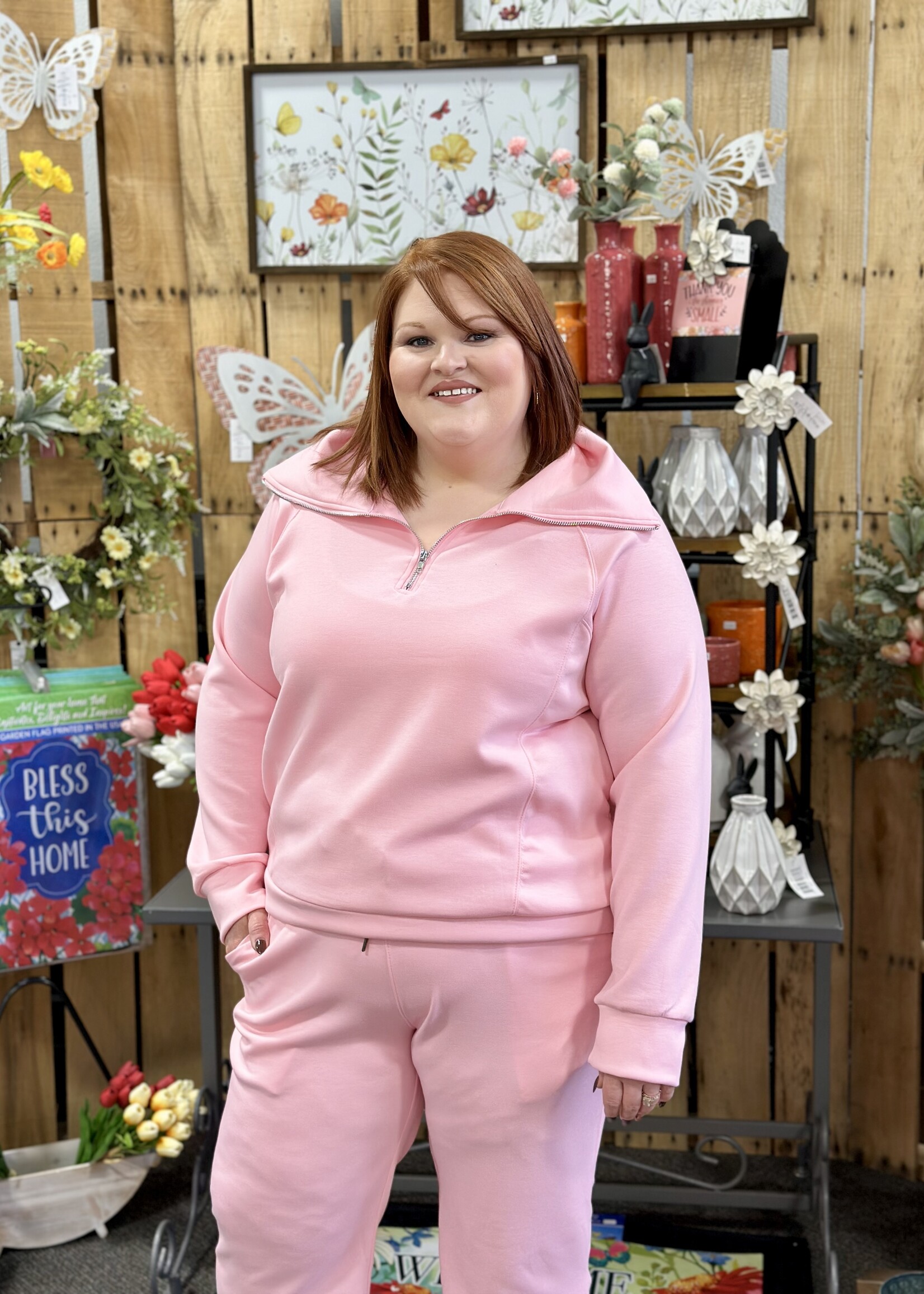 Dear Scarlett Trip to the Hamptons 1/4 Zip in Blush Pink
