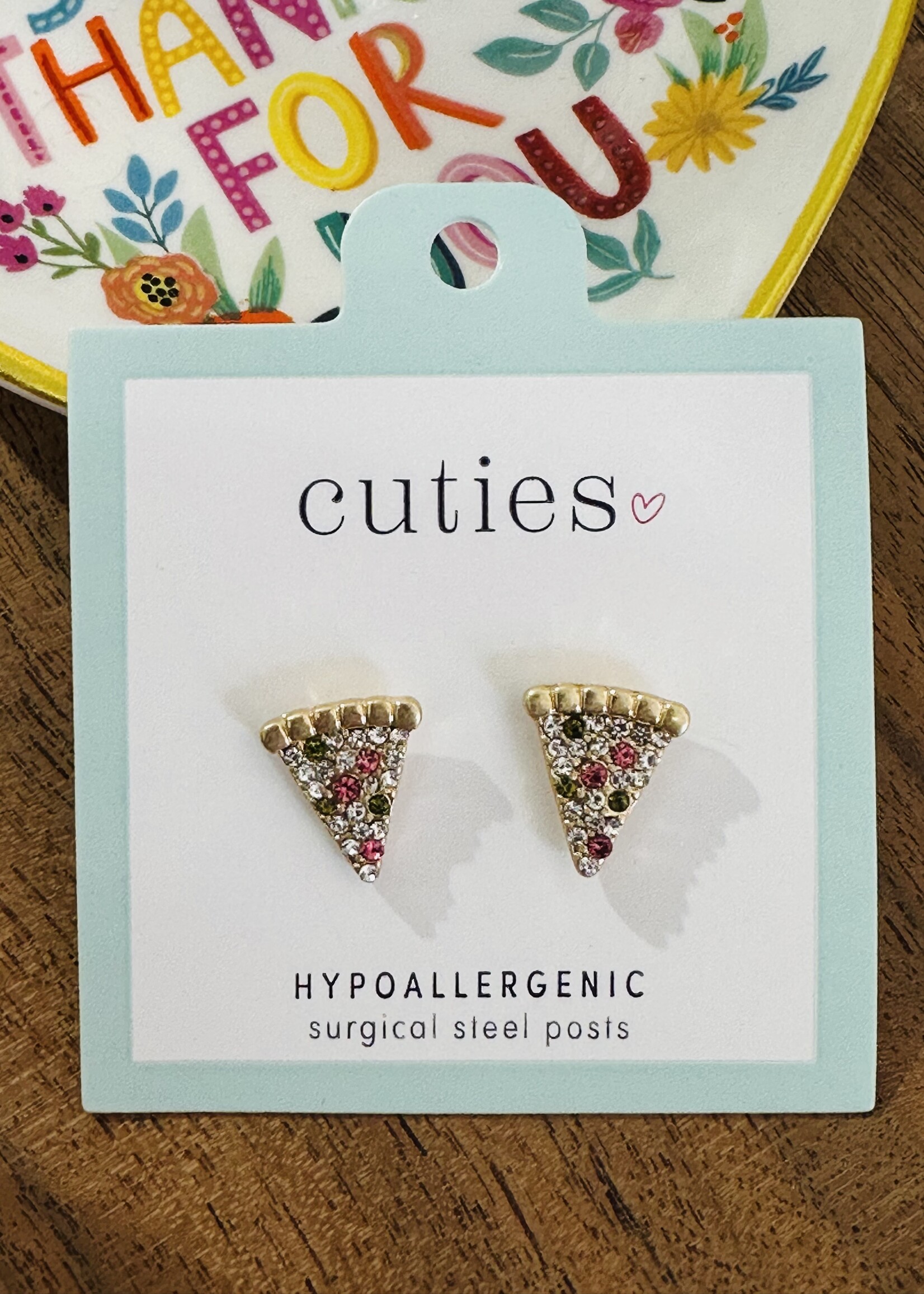 Periwinkle Pizza Sparkle Studs