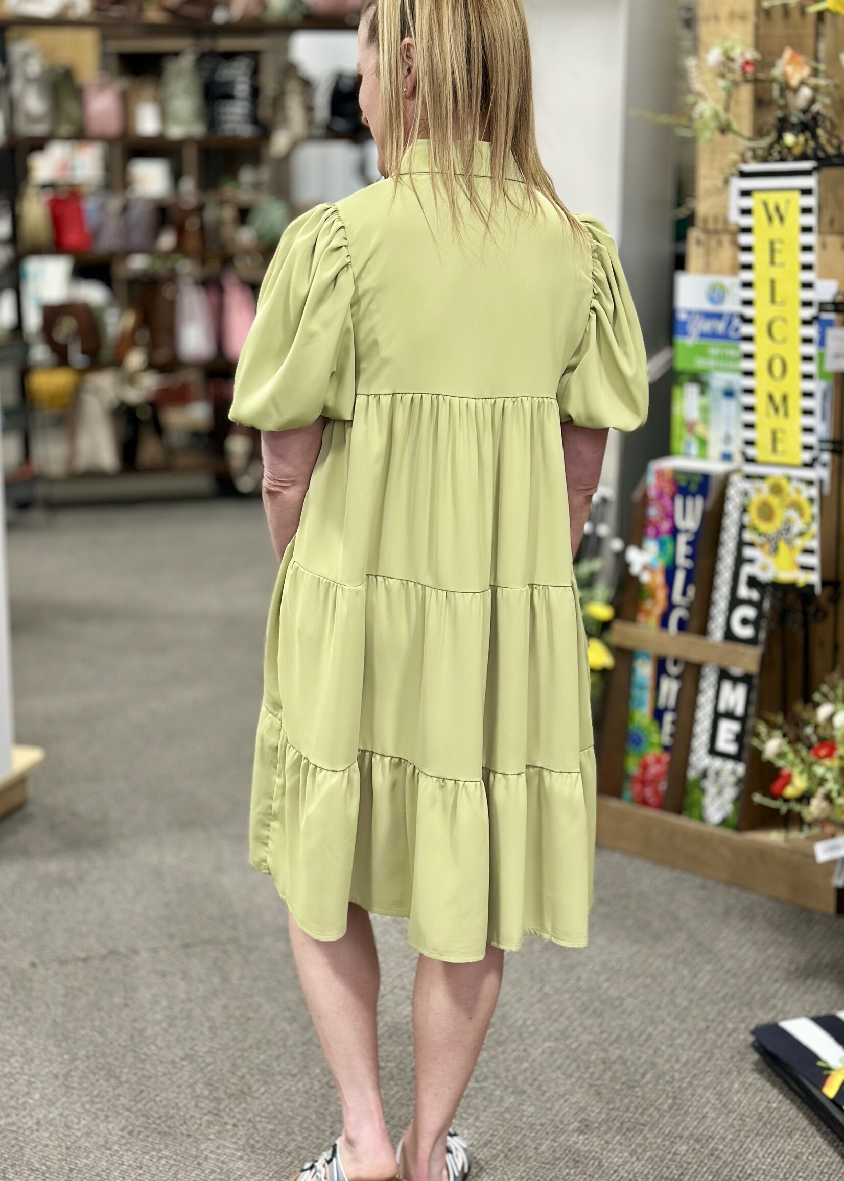 Sage Button Up Dress
