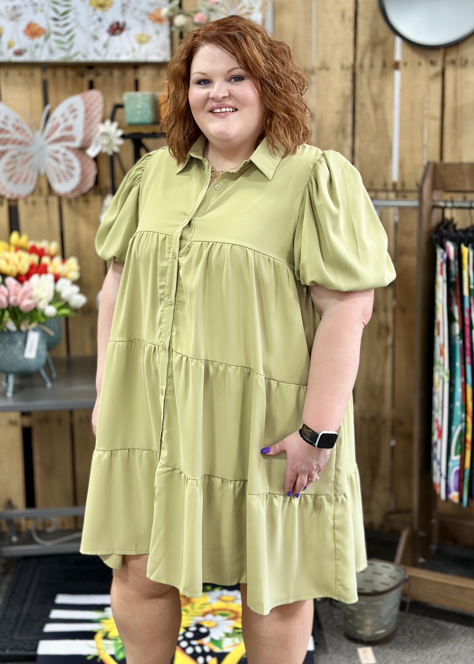 Sage Button Up Dress
