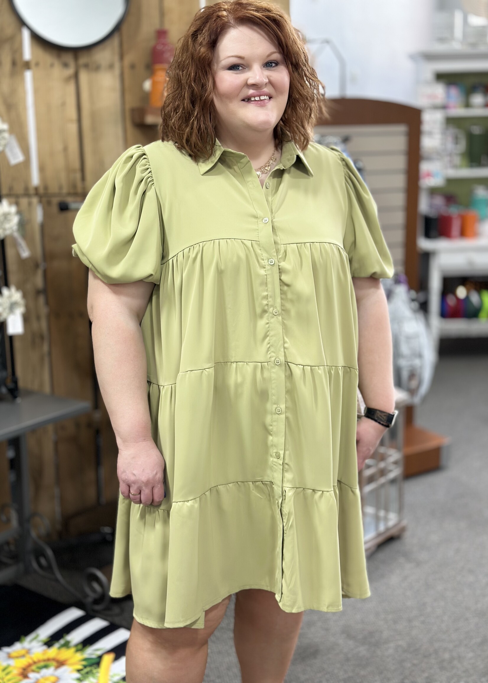 Sage Button Up Dress