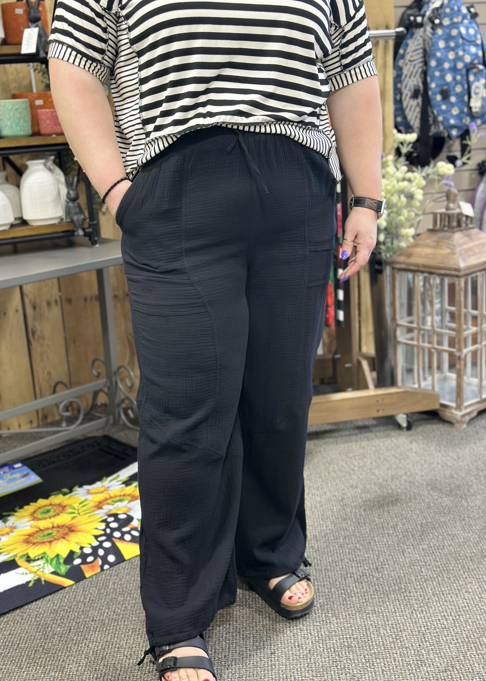 New In The Nita Gauze Pants in Black
