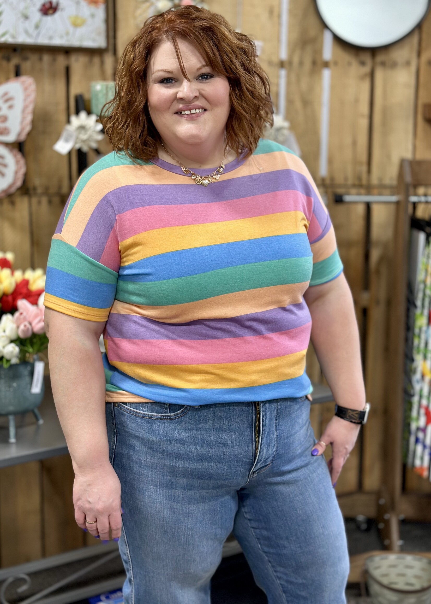 Haptics Purple/Pink Stripe Top