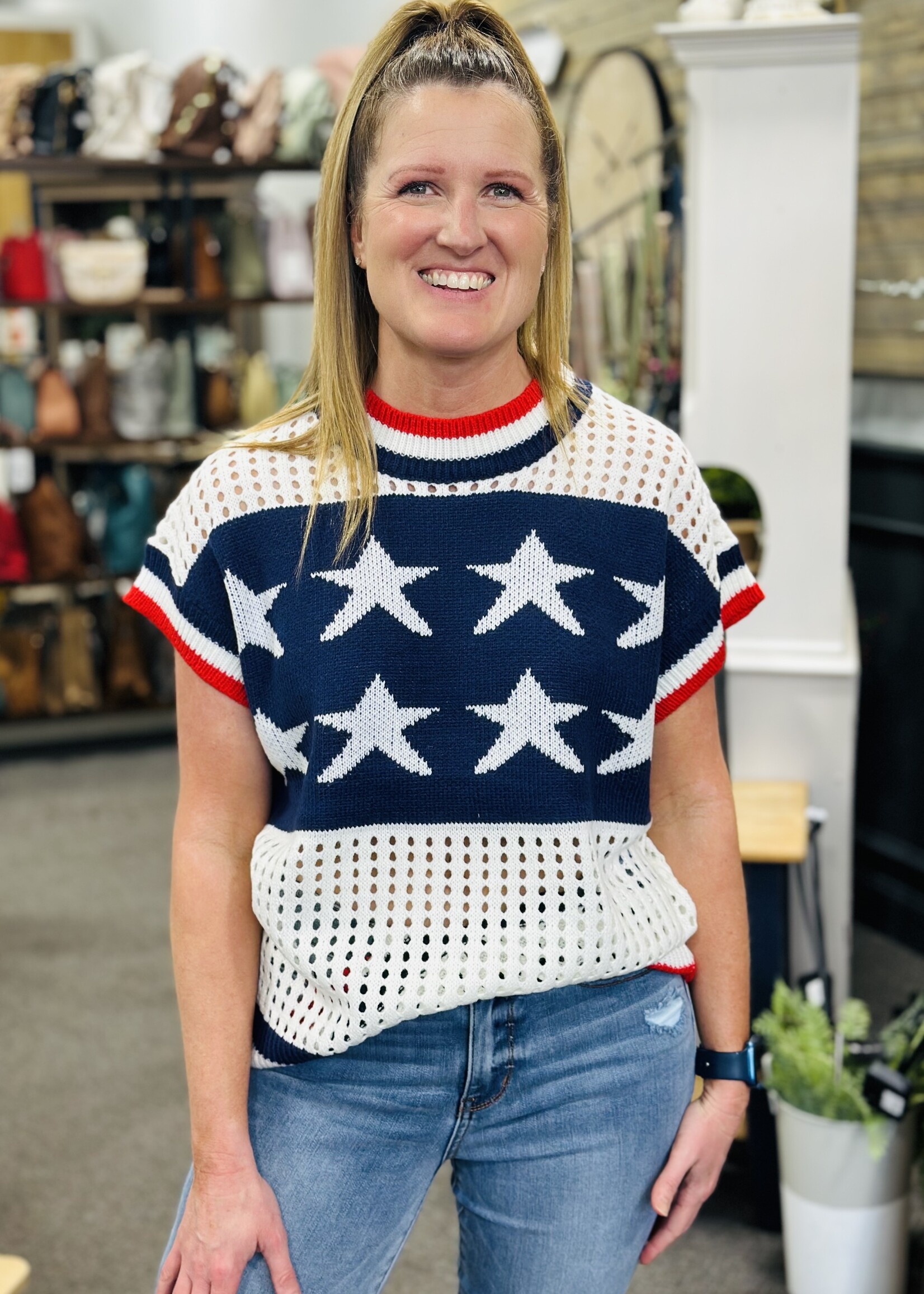 Haptics Salute the Stars Sweater Top