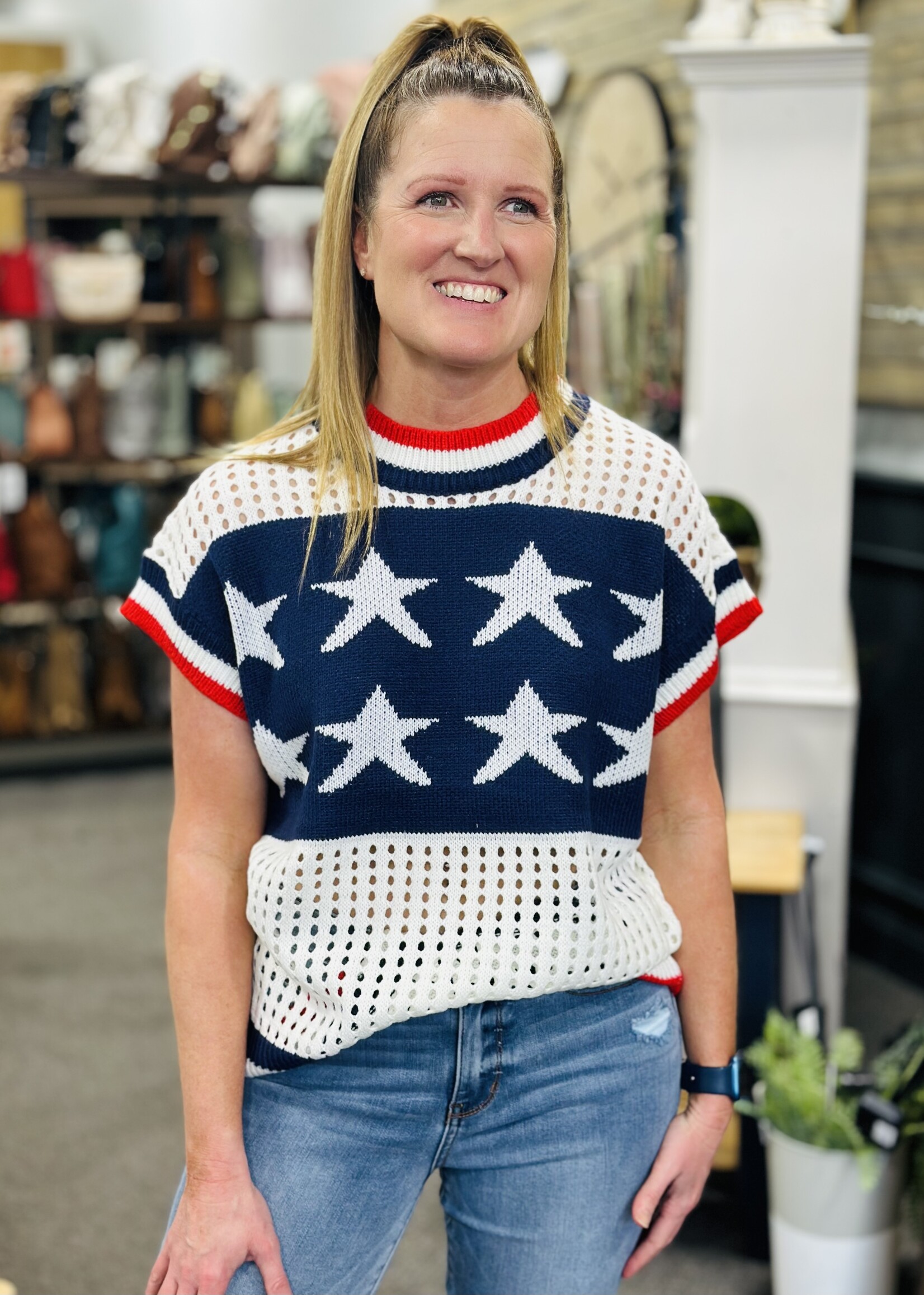 Haptics Salute the Stars Sweater Top