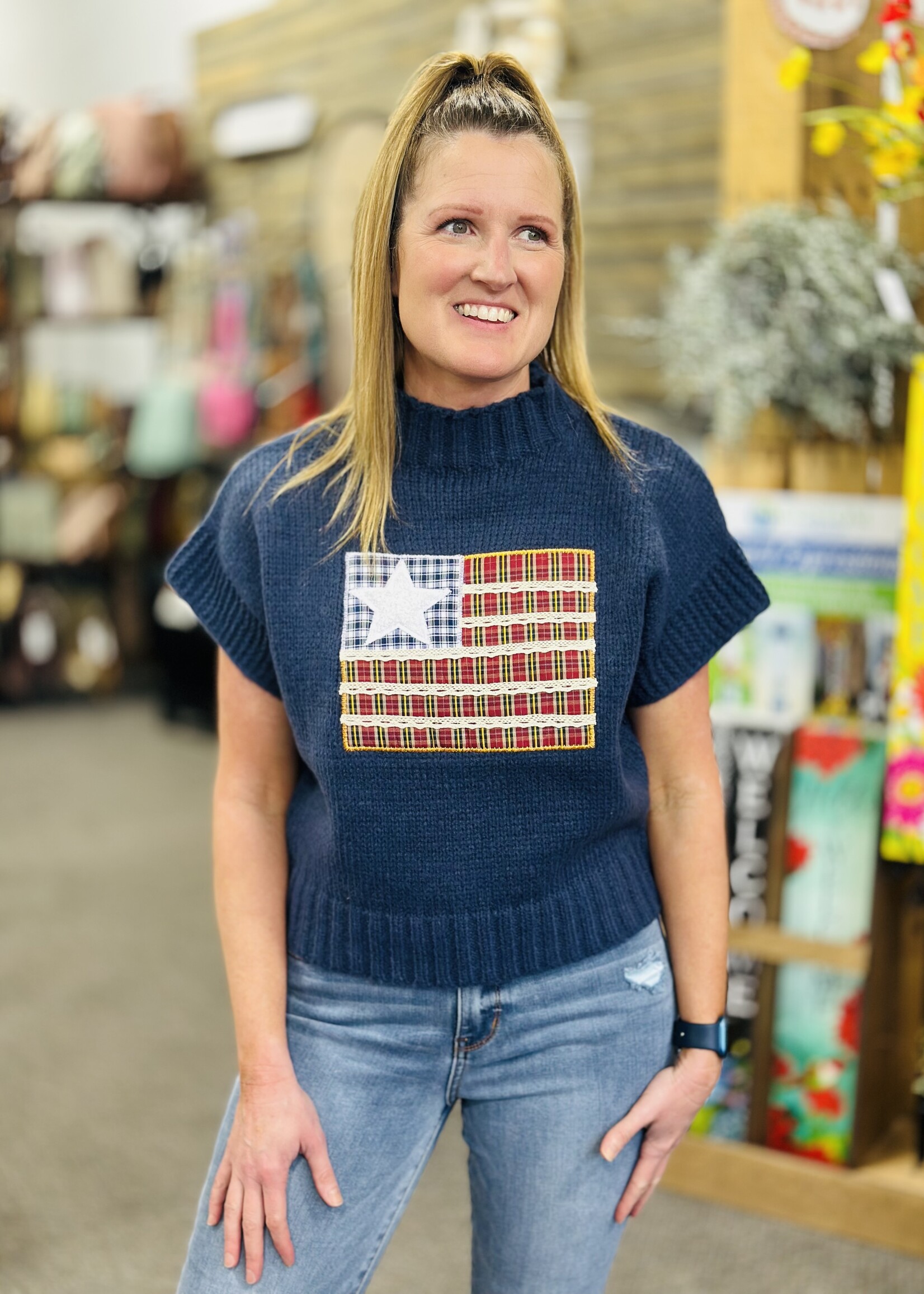 Bibi Old Glory Patchwork Sweater