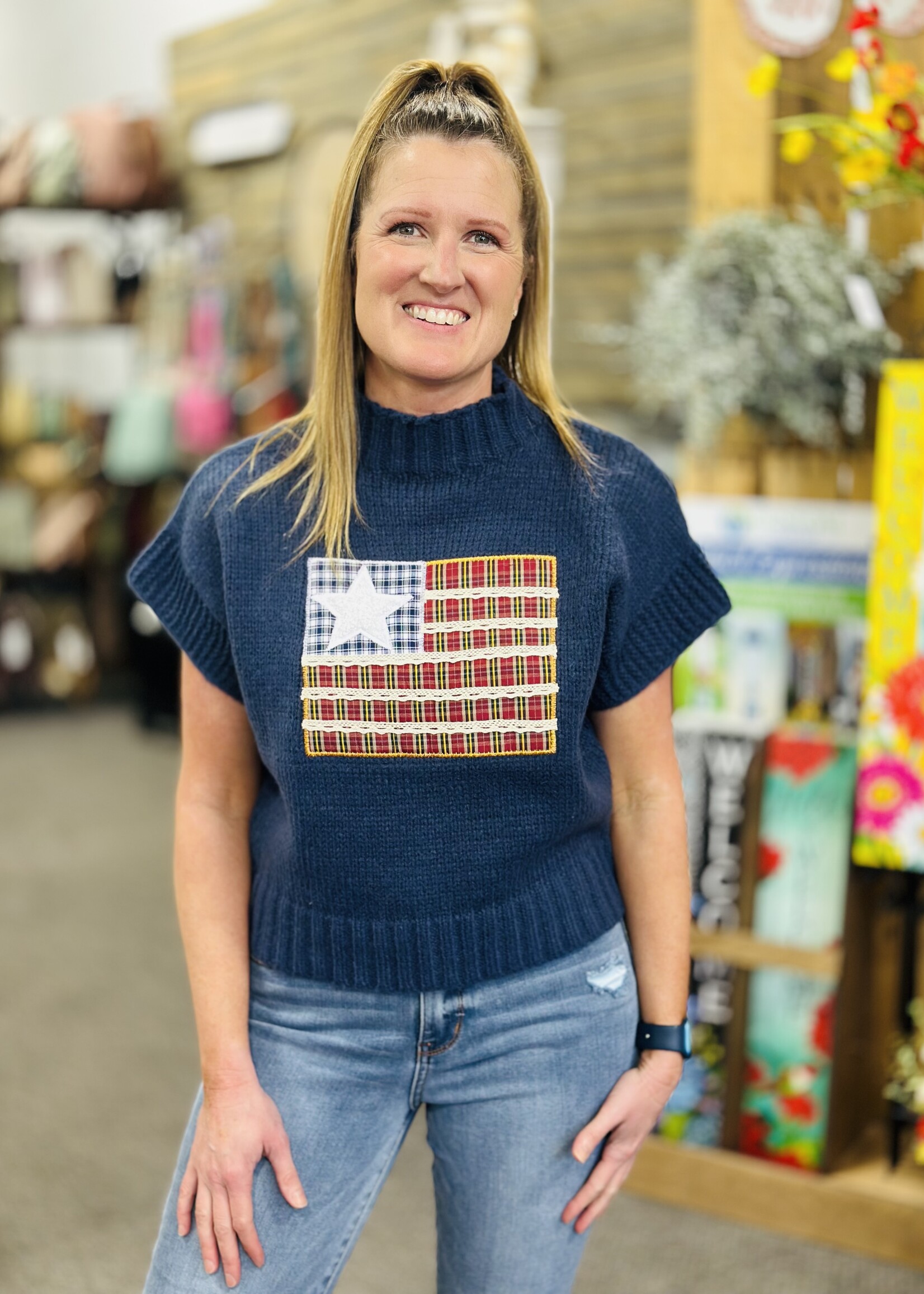 Bibi Old Glory Patchwork Sweater