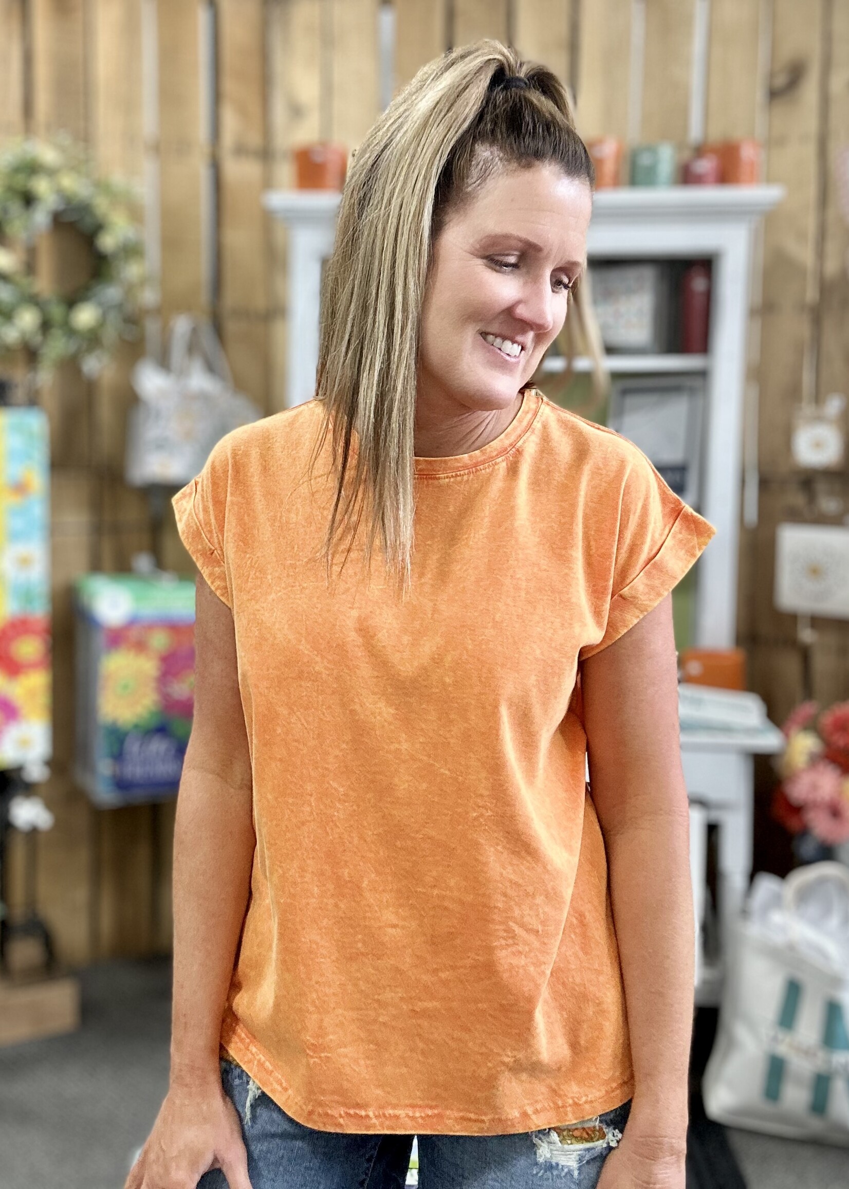 Zenana Not Your Basic Tee in Orange