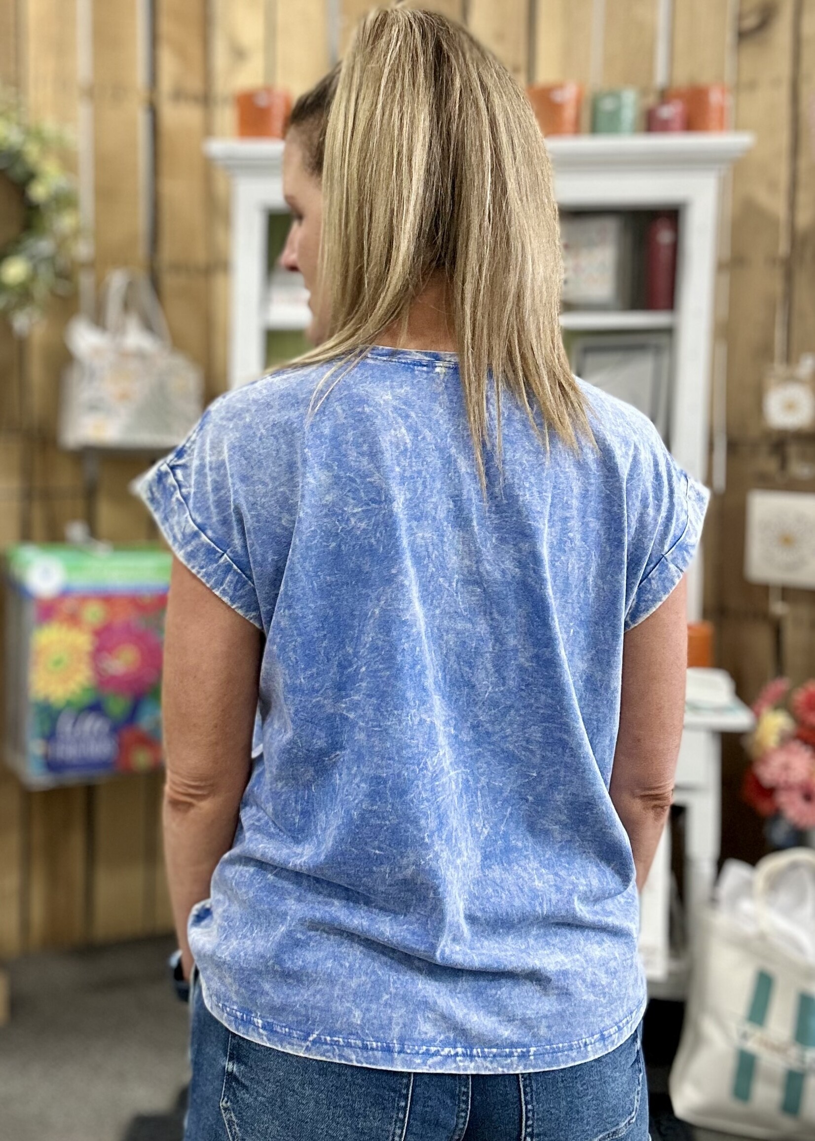 Zenana Not Your Basic Tee in Classic Blue